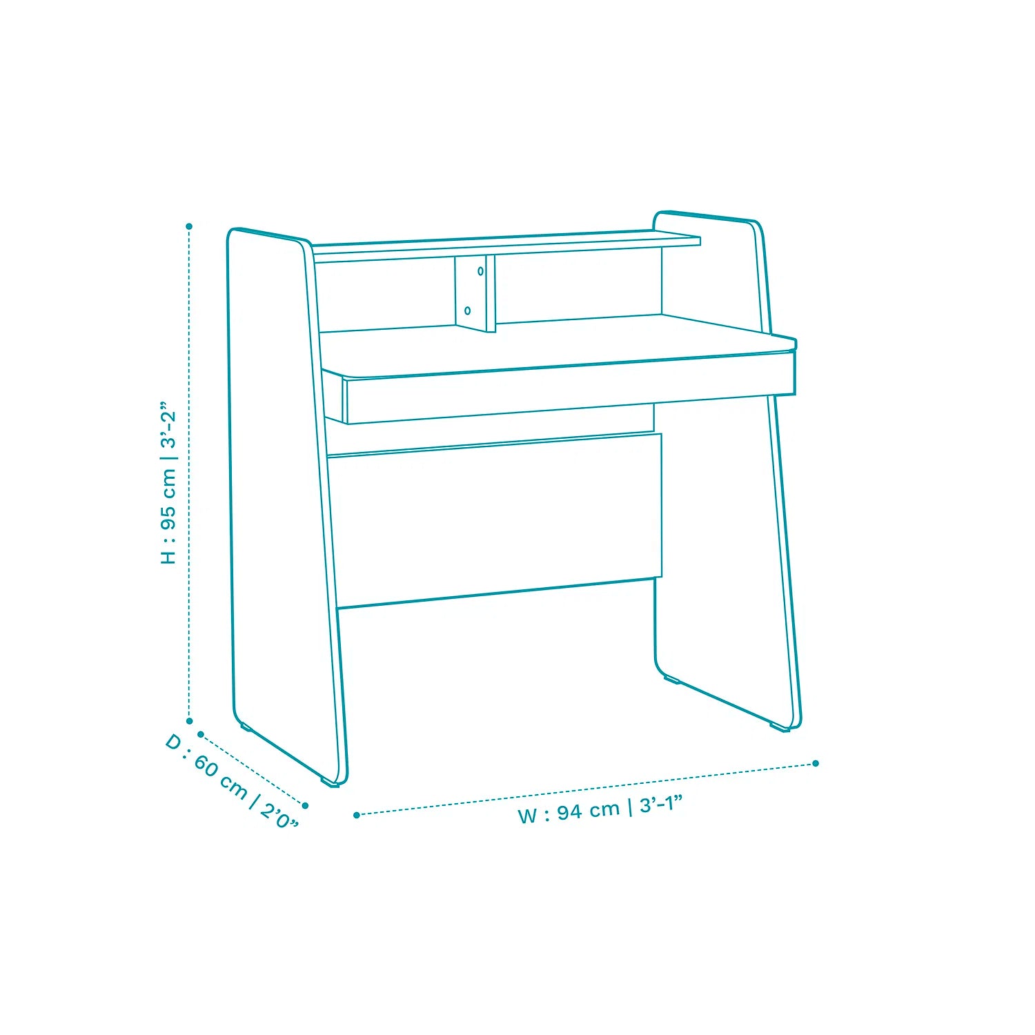 Avira Study Table In Walnut Finish - Febonic Living