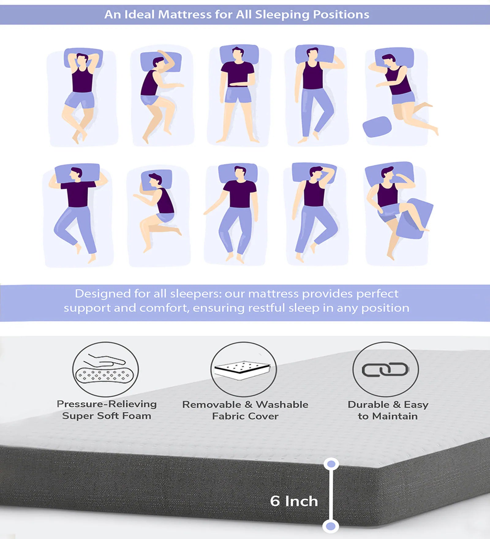 Bulma 6 Inch Memory Foam King Size Mattress - Febonic Living