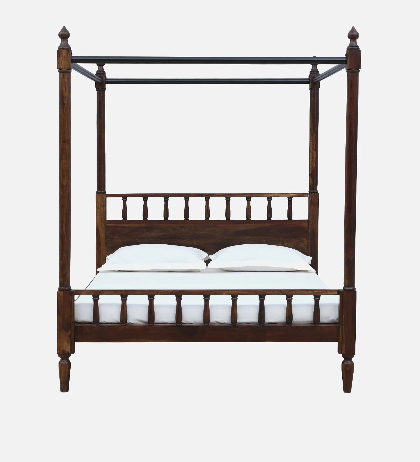 Vesper Sheesham Wood Queen Size Poster Bed in Provincial Teak Finish - Febonic Living