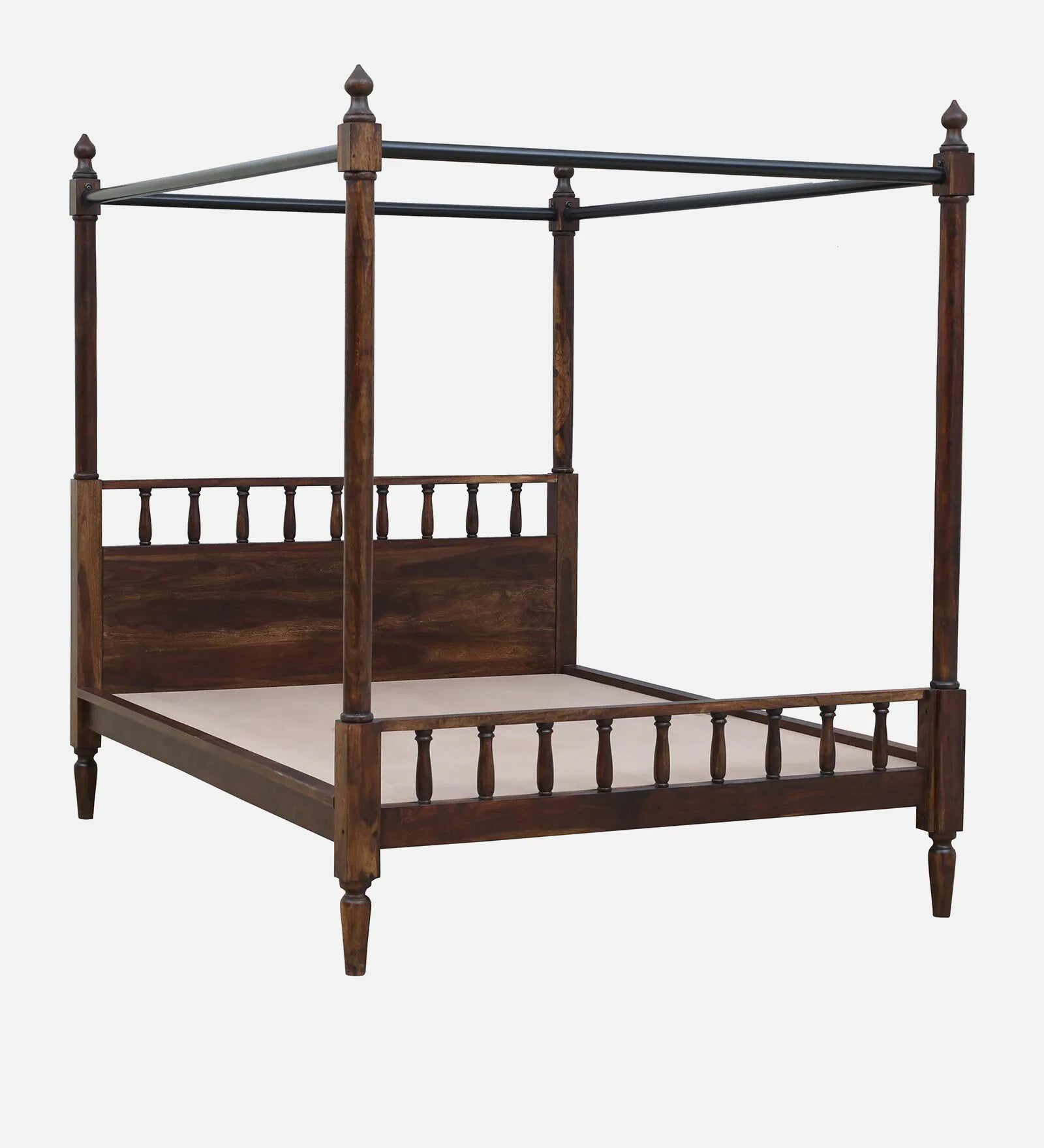 Vesper Sheesham Wood Queen Size Poster Bed in Provincial Teak Finish - Febonic Living