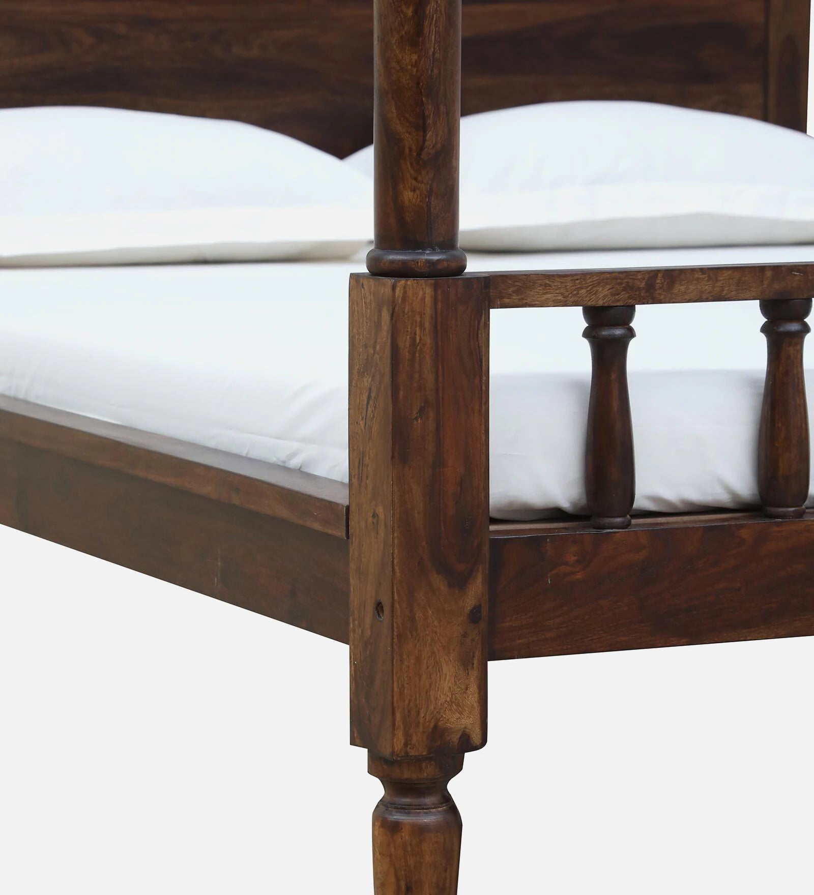 Vesper Sheesham Wood Queen Size Poster Bed in Provincial Teak Finish - Febonic Living