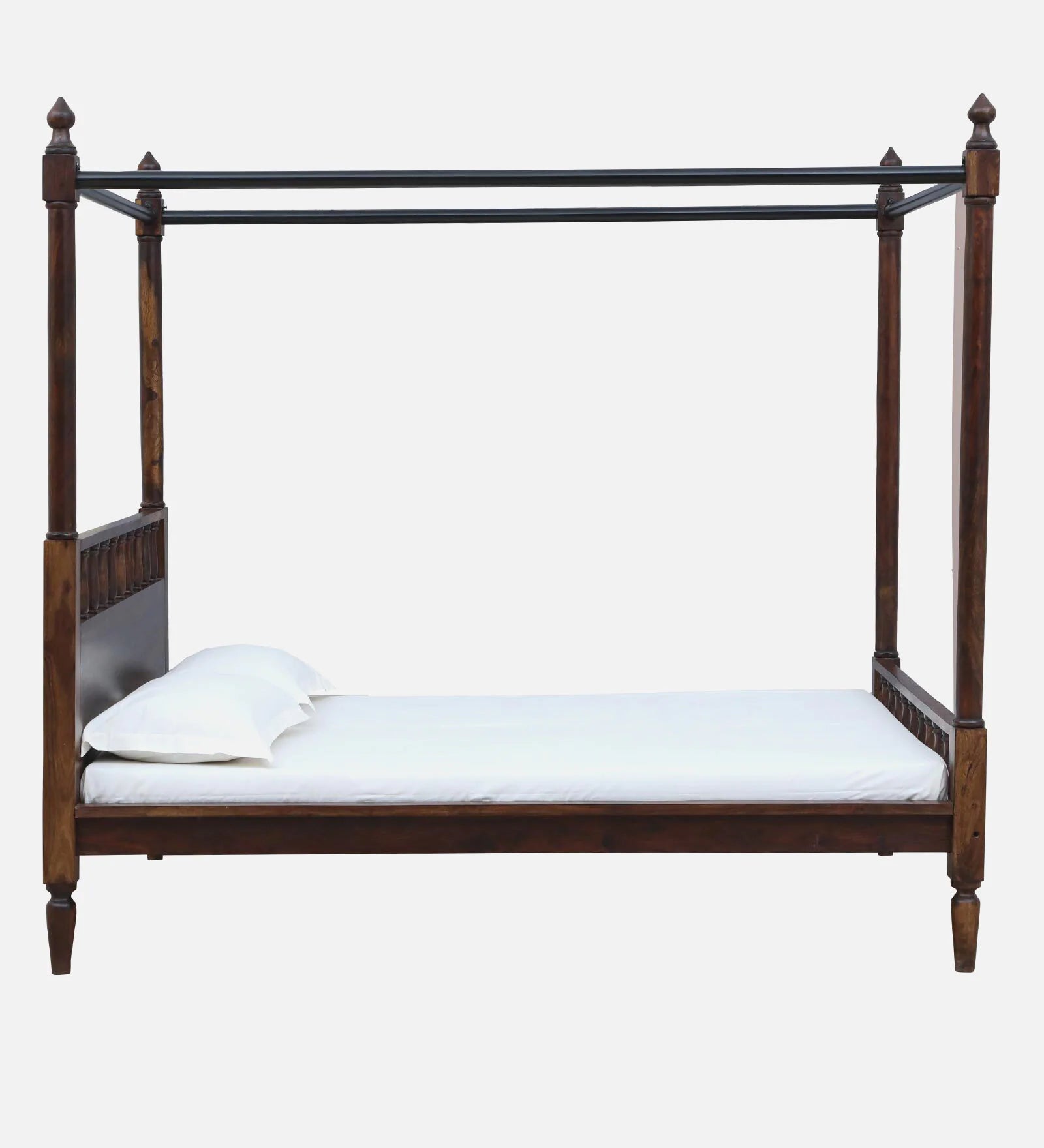 Vesper Sheesham Wood Queen Size Poster Bed in Provincial Teak Finish - Febonic Living