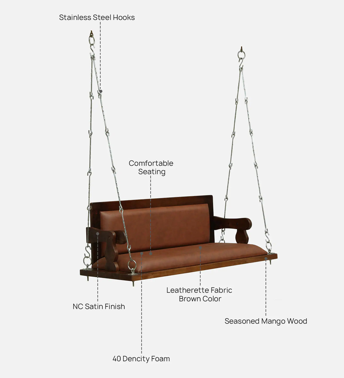 Erab Sheesham Wood Swing In Provincial Teak Finish