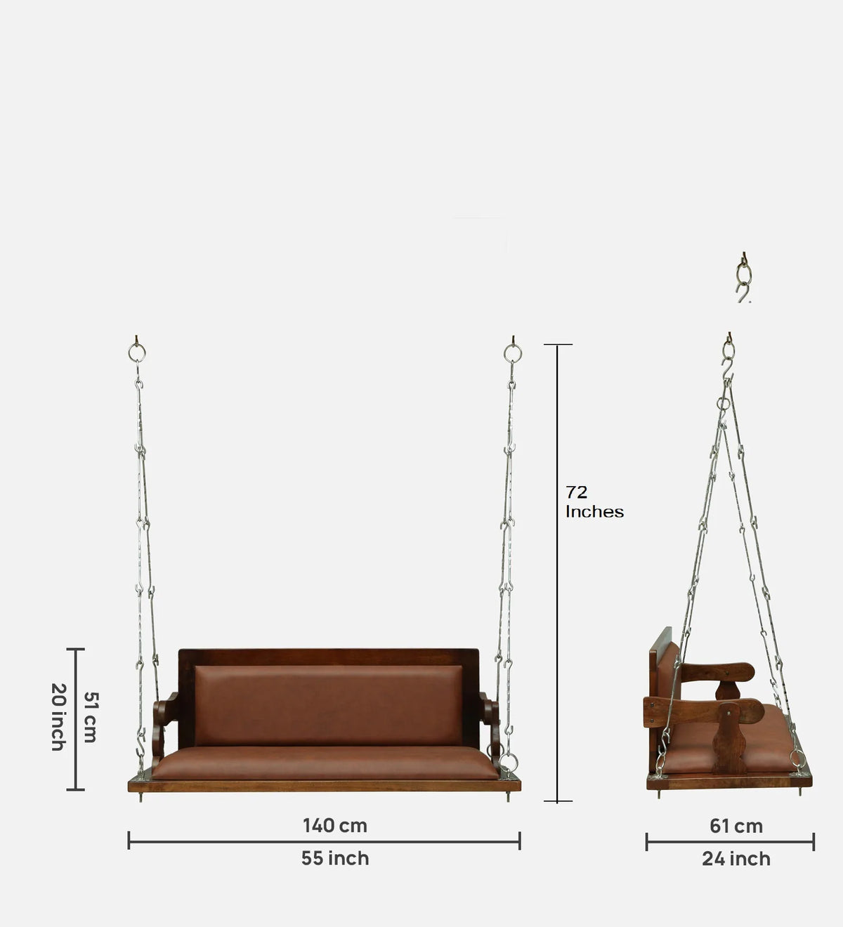 Erab Sheesham Wood Swing In Provincial Teak Finish