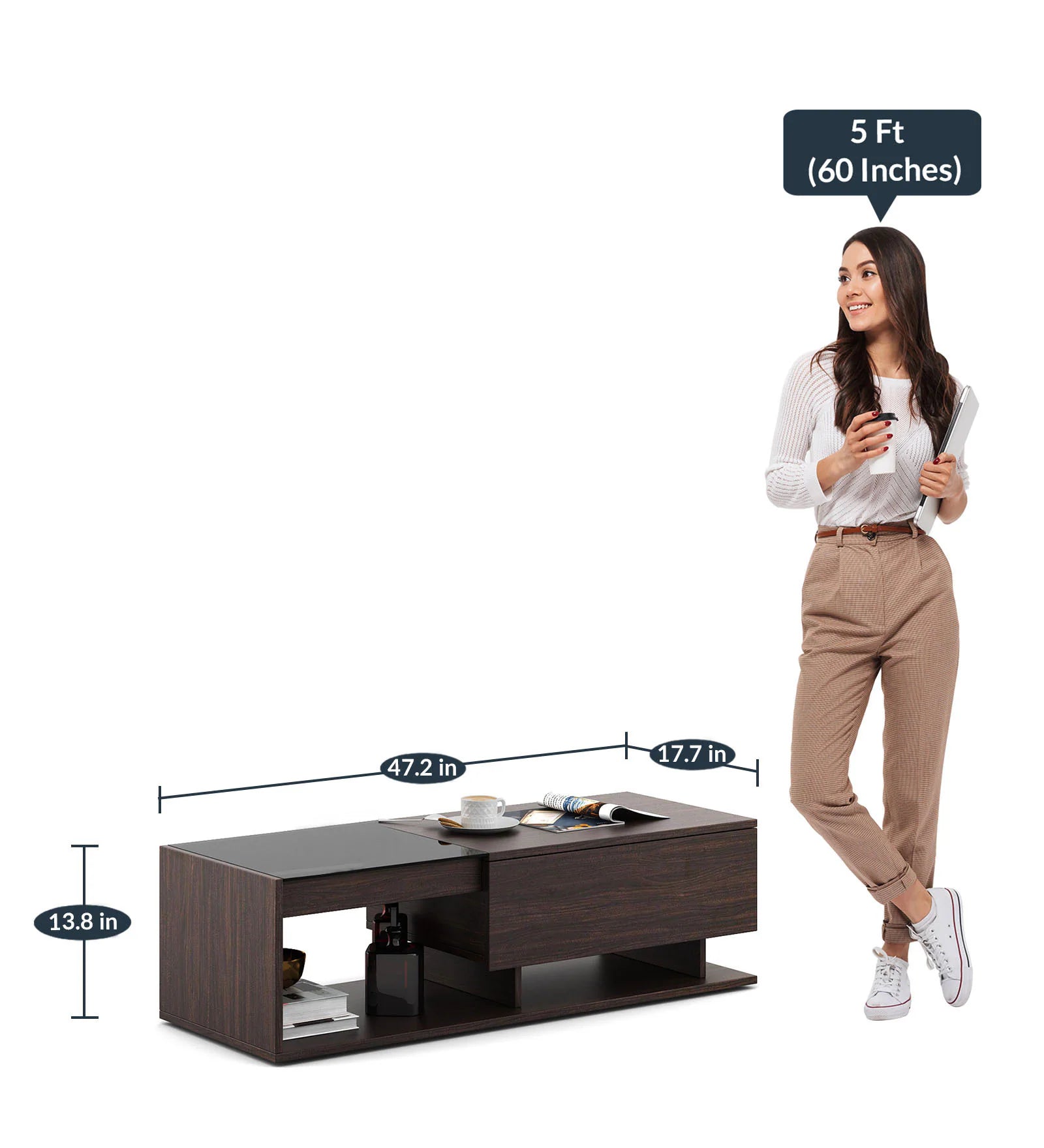 Valpa Coffee Table In Dark Walnut Finish - Febonic Living
