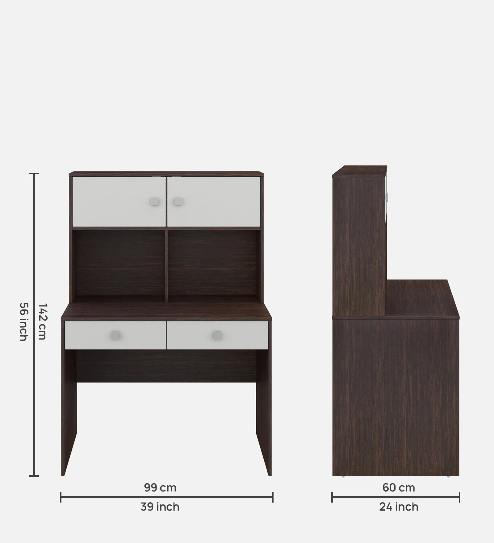 Nicas Study Table In Dark Walnut and Frosty White Finish - Febonic Living