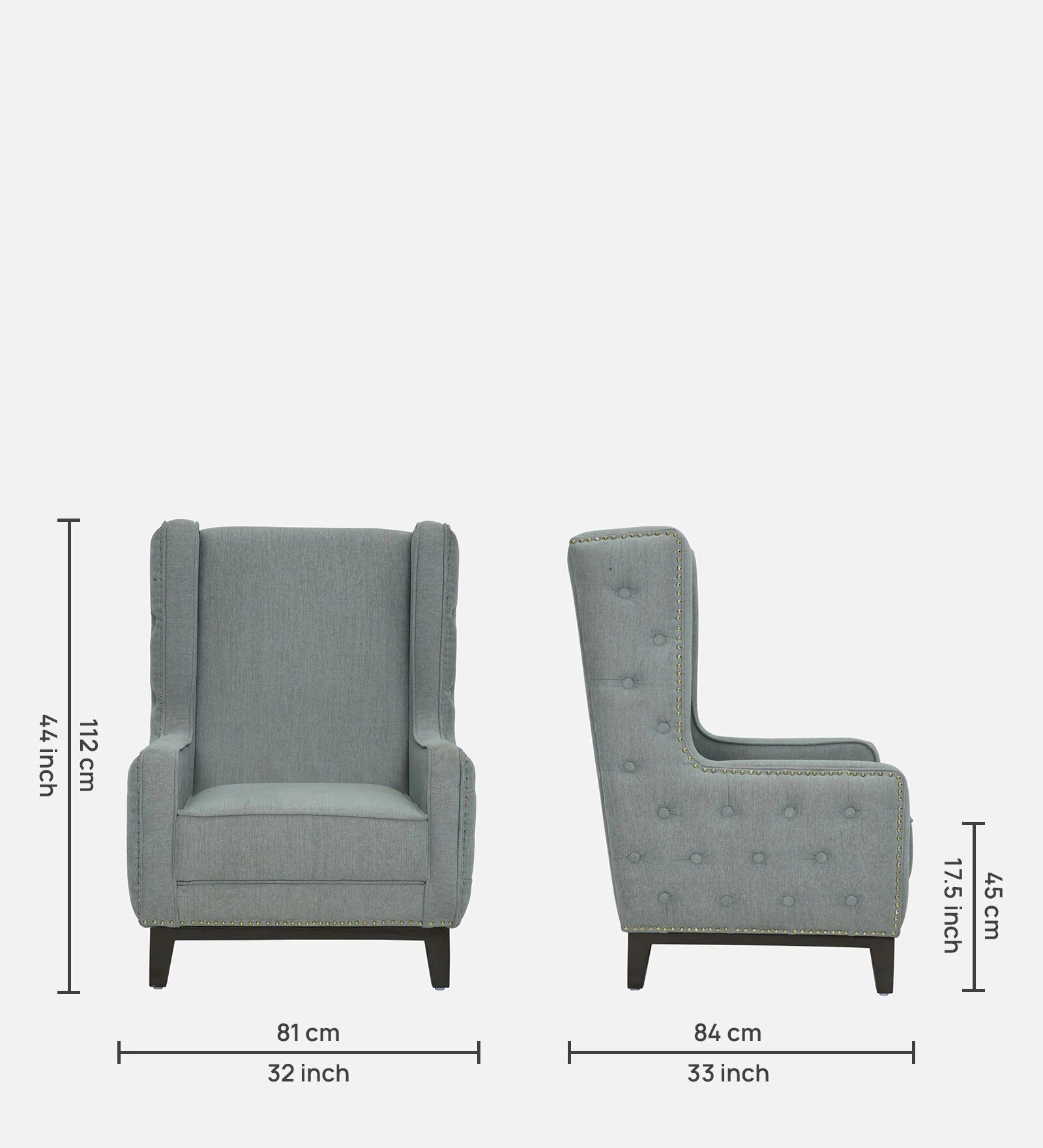 Debon Fabric Wing Chair in Steel Grey Colour