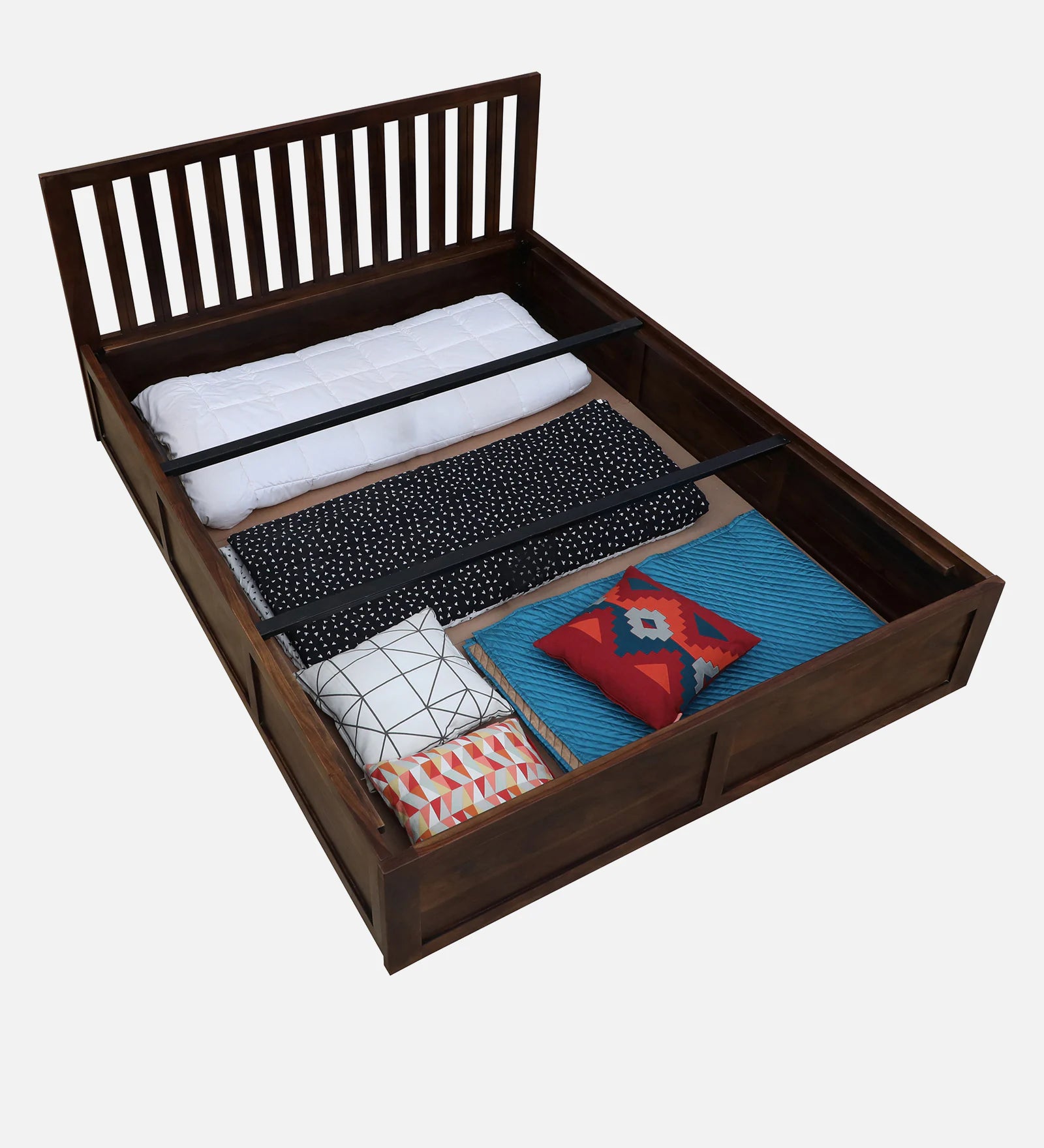 Remi Sheesham Wood King Size Bed In Provincial Teak Finish With Box Storage - Febonic Living