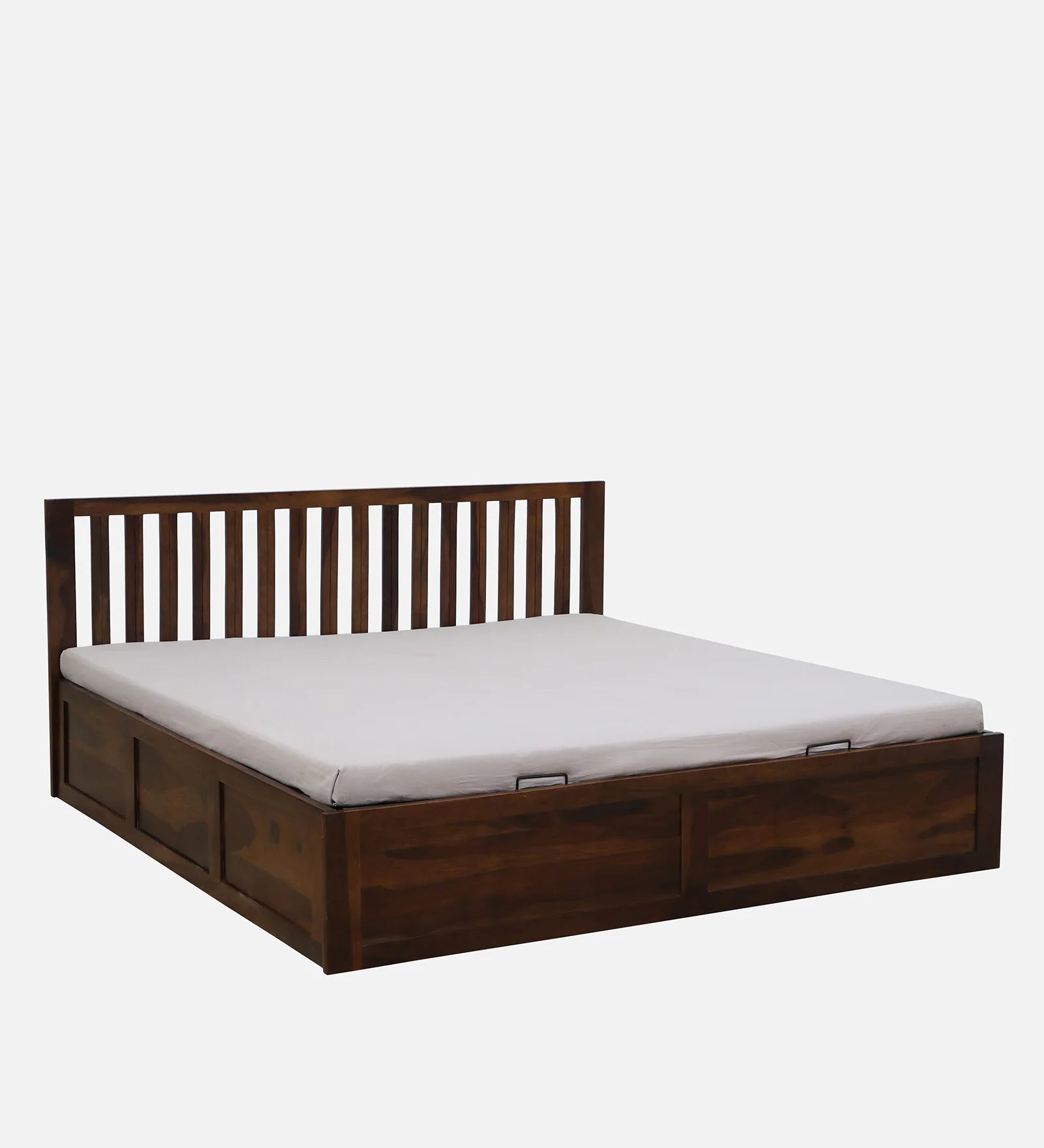 Remi Sheesham Wood King Size Bed In Provincial Teak Finish With Hydraulic Storage - Febonic Living