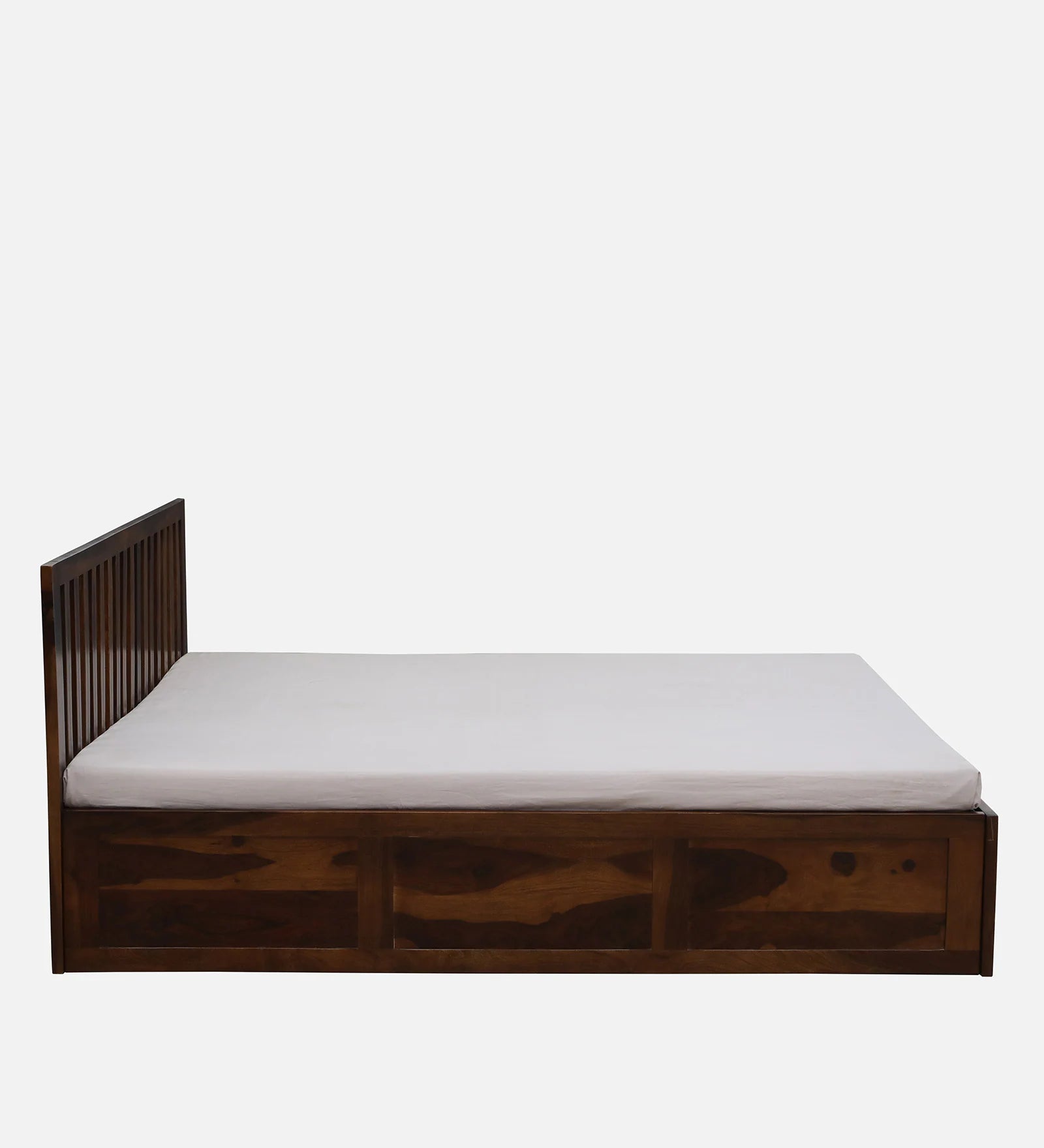 Remi Sheesham Wood King Size Bed In Provincial Teak Finish With Hydraulic Storage - Febonic Living