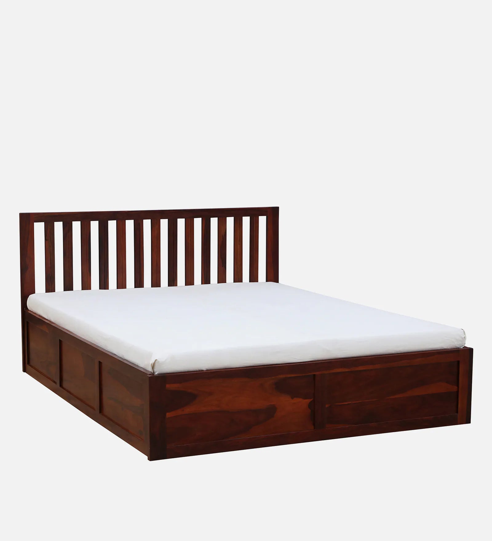 Remi Sheesham Wood Queen Size Bed In Honey Oak Finish With Box Storage - Febonic Living