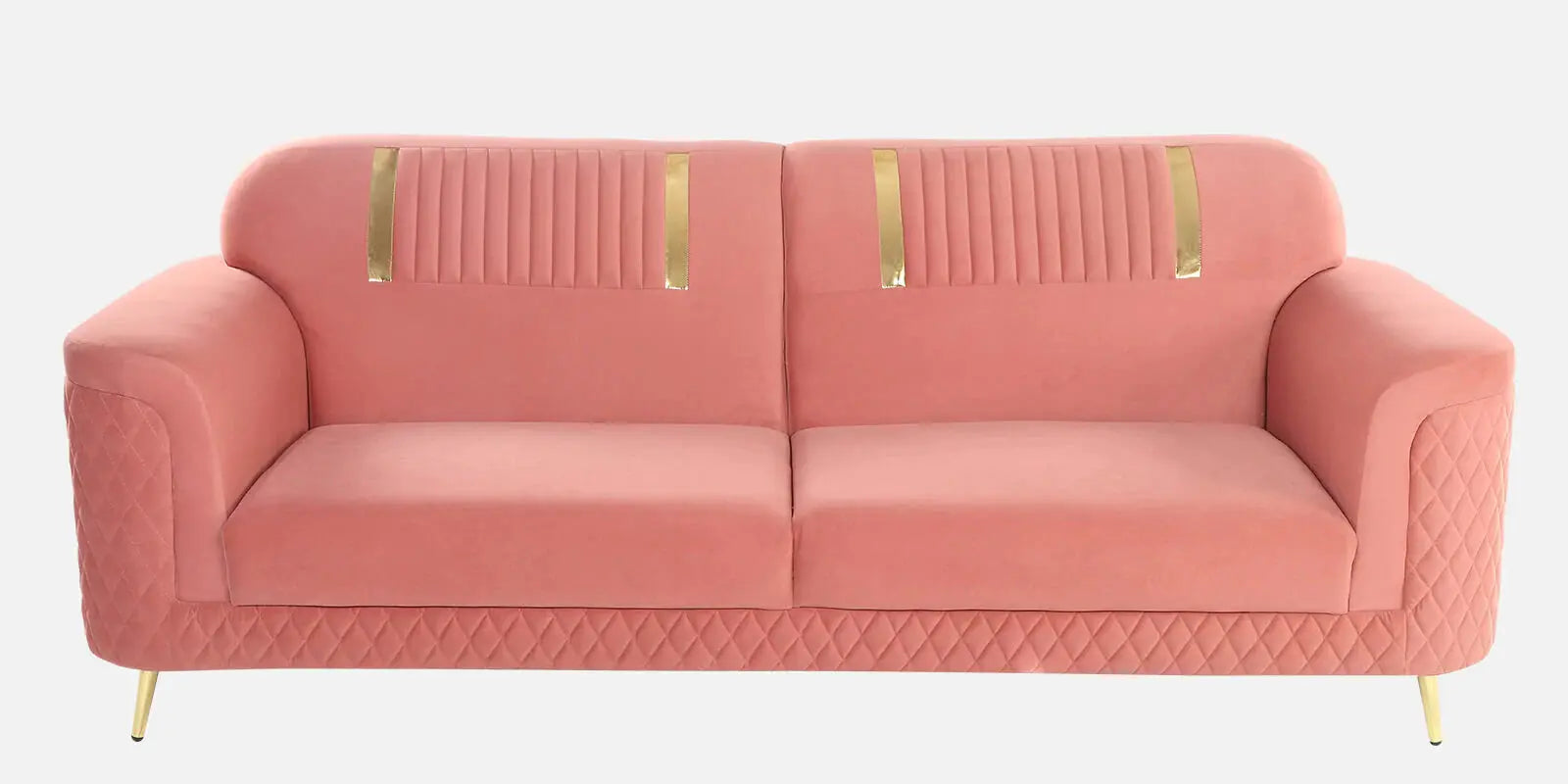Ezren Velvet 3 Seater Sofa In Blush Pink Color Febonic Living