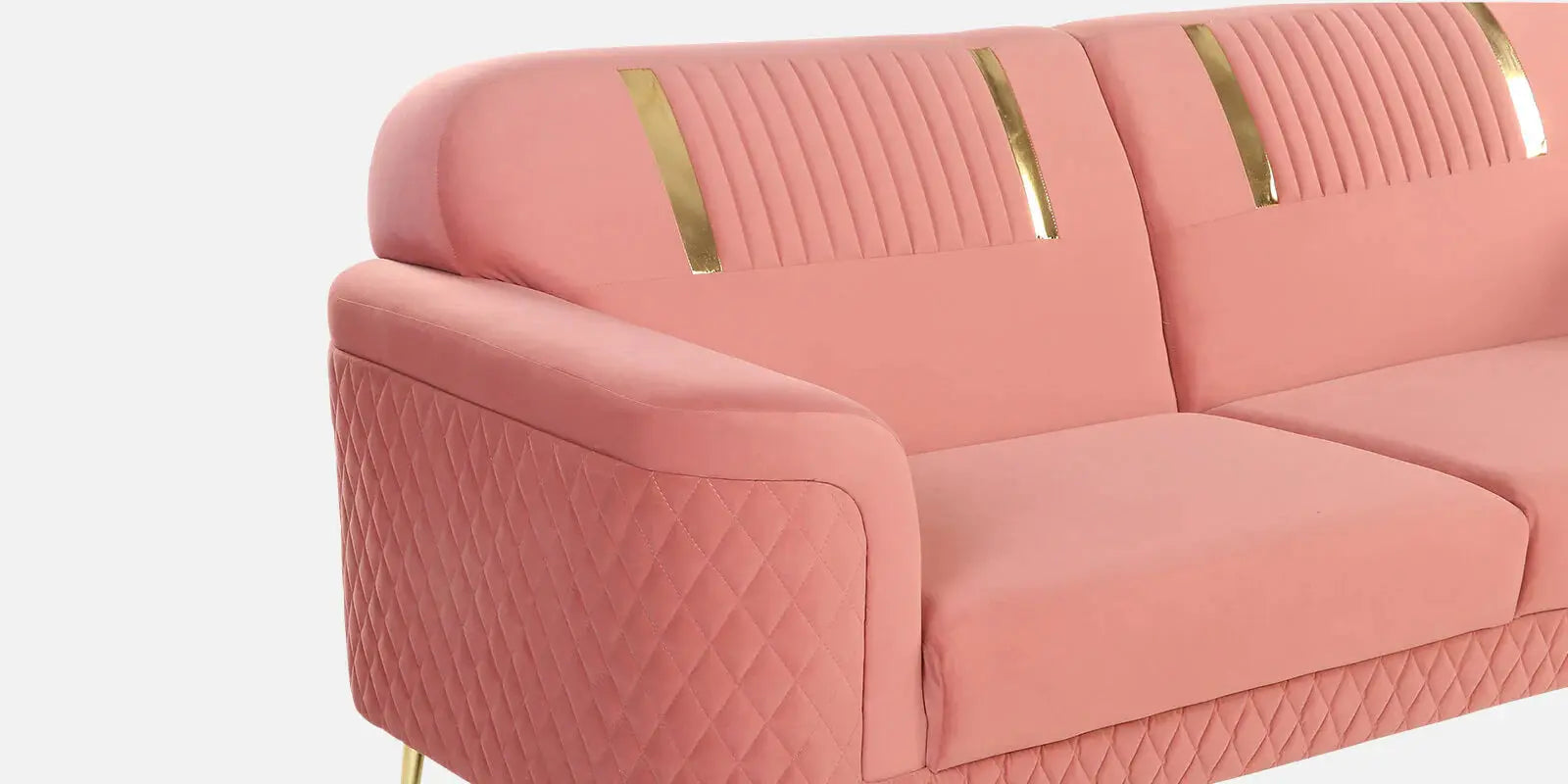 Ezren Velvet 3 Seater Sofa In Blush Pink Color Febonic Living