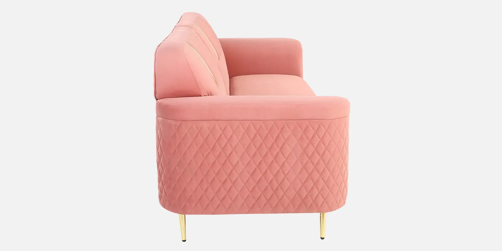 Ezren Velvet 3 Seater Sofa In Blush Pink Color Febonic Living