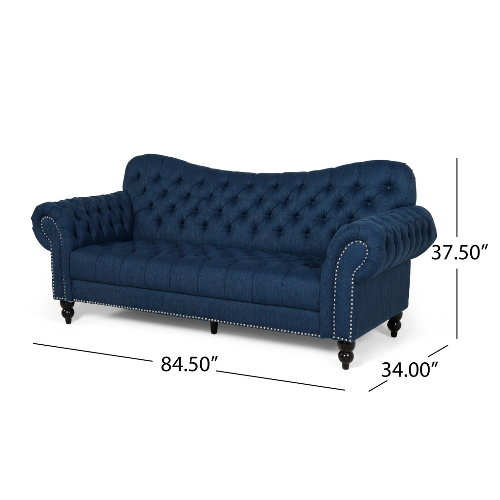 Wasta Fabric 3 Seater Sofa In Light Blue Colour - Febonic Living