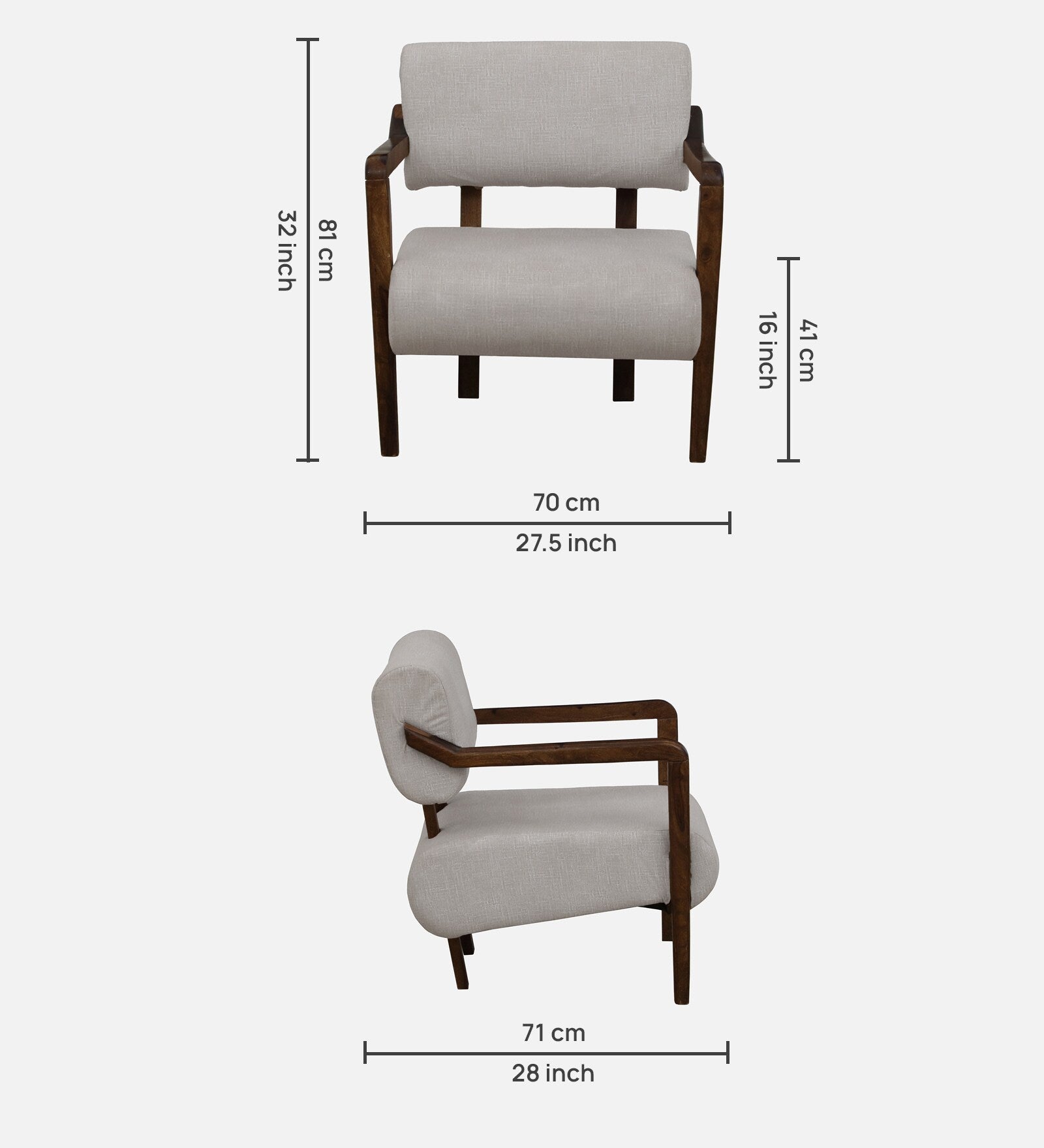 Milini Sheesham Wood 1 Seater Sofa In Beige Colour - Febonic Living