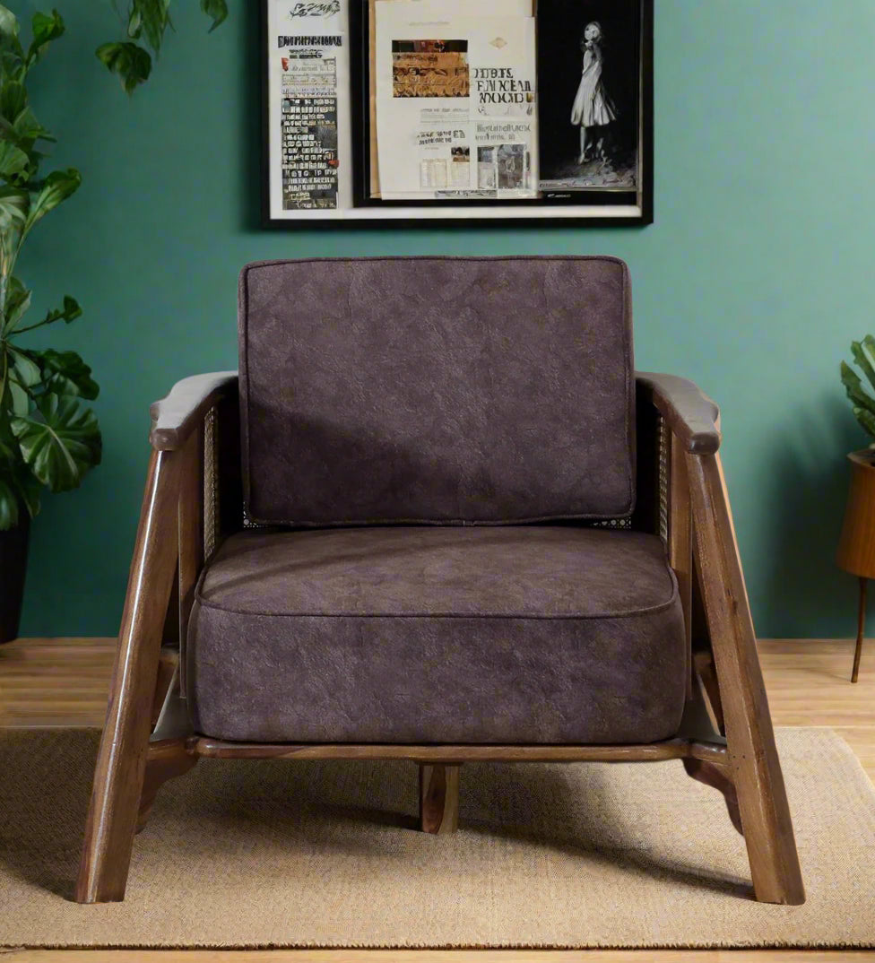 Milini Sheesham Wood 1 Seater Sofa In Brown Colour - Febonic Living