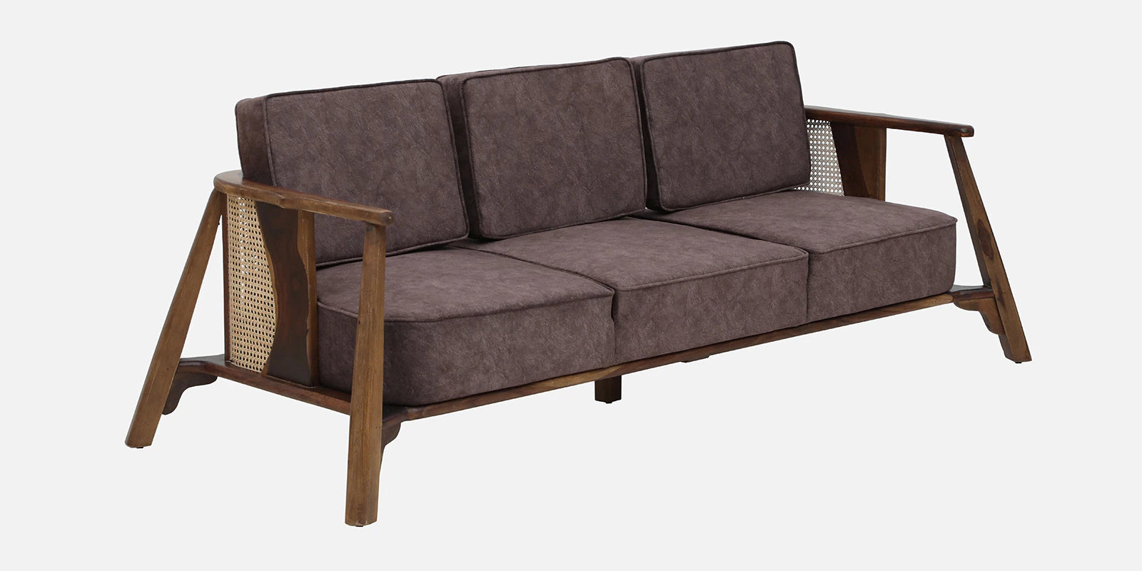 Milini Sheesham Wood 3 Seater Sofa In Brown Colour - Febonic Living