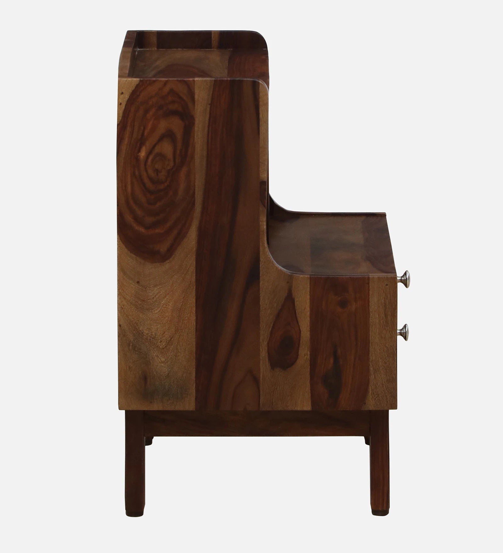 Milini Sheesham Wood Bedside Table With Drawer And Shelve In Provincial Teak Finish - Febonic Living