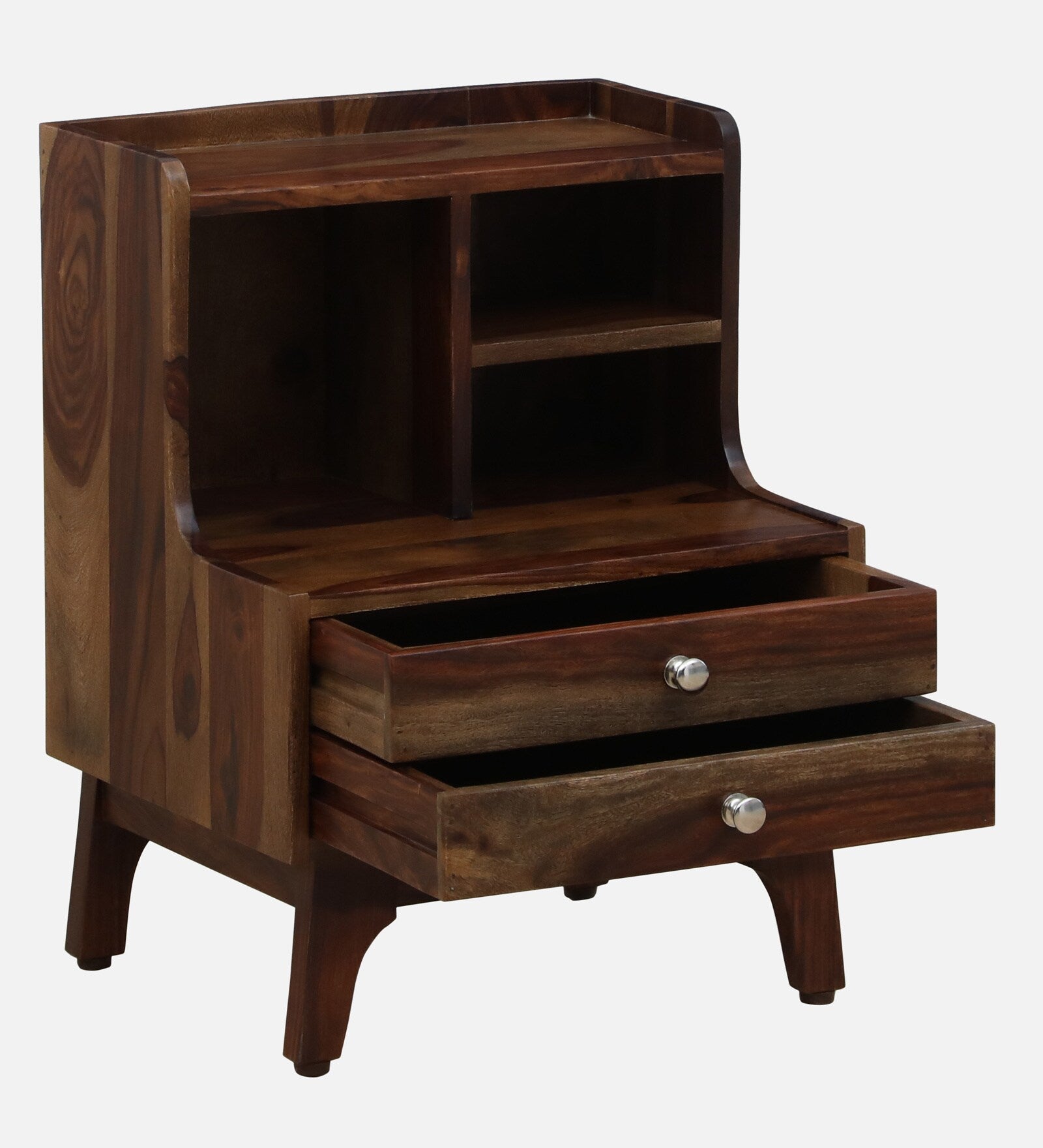 Milini Sheesham Wood Bedside Table With Drawer And Shelve In Provincial Teak Finish - Febonic Living