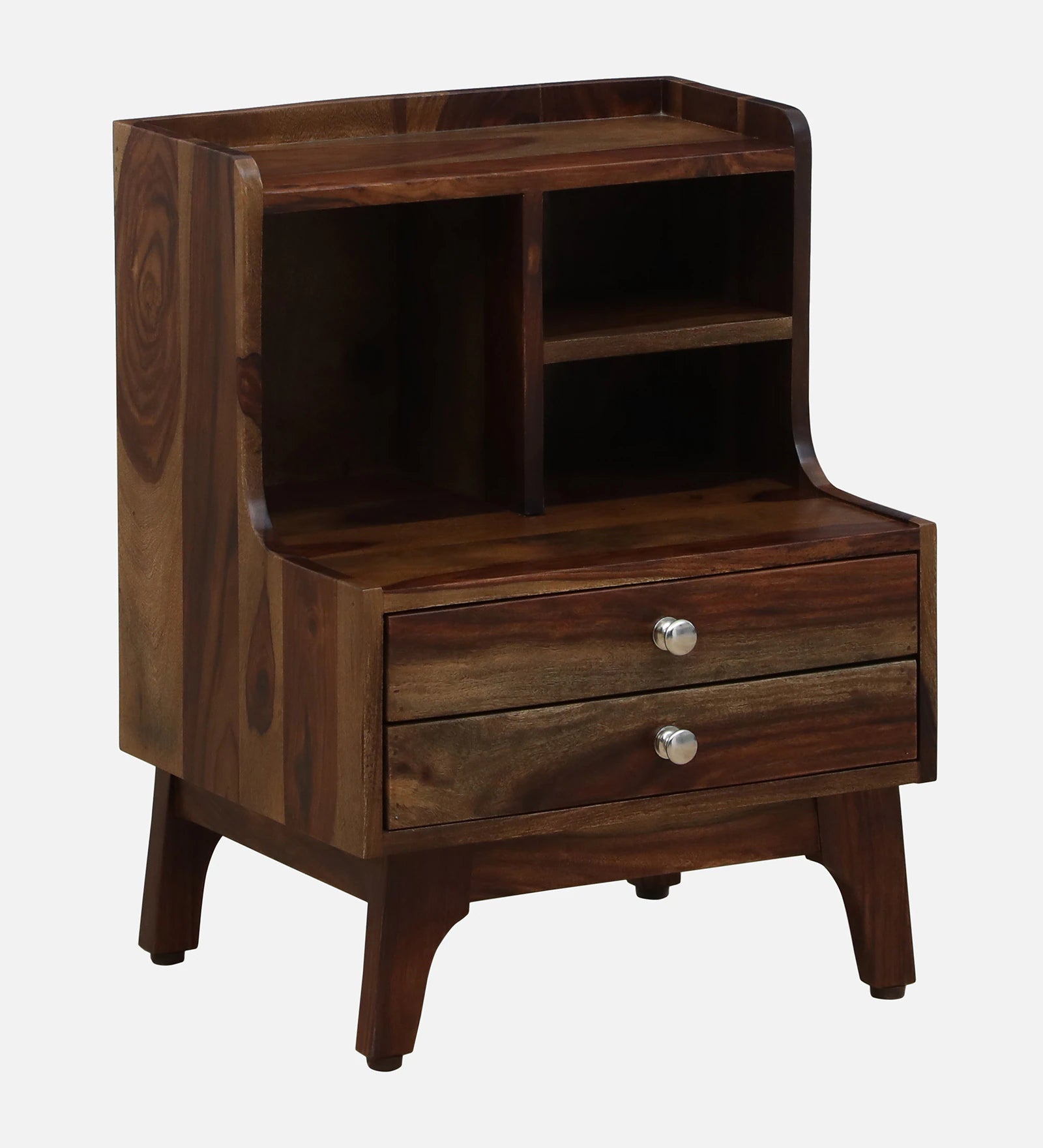 Milini Sheesham Wood Bedside Table With Drawer And Shelve In Provincial Teak Finish - Febonic Living