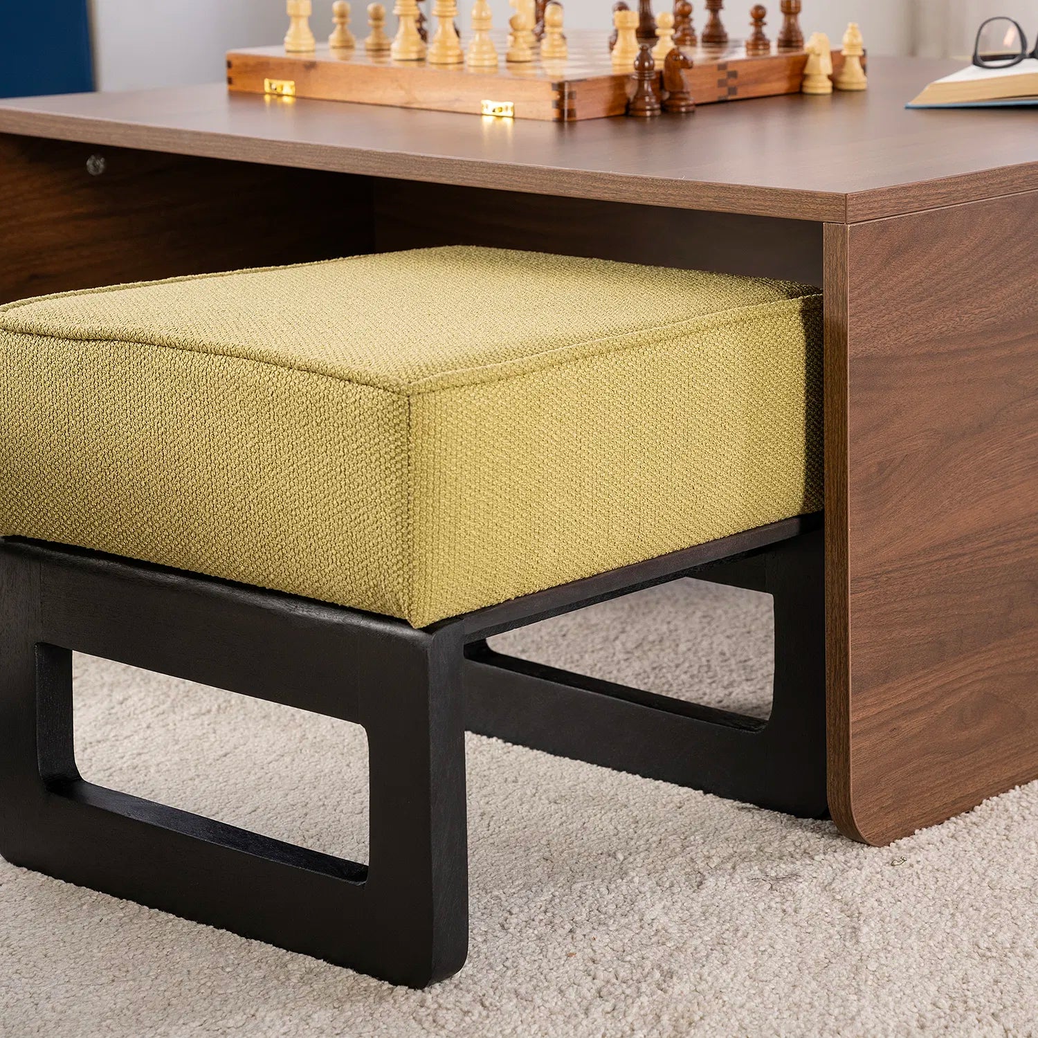 Link Nesting Table Set In Yellow Colour With Oral Walnut Finish - Febonic Living