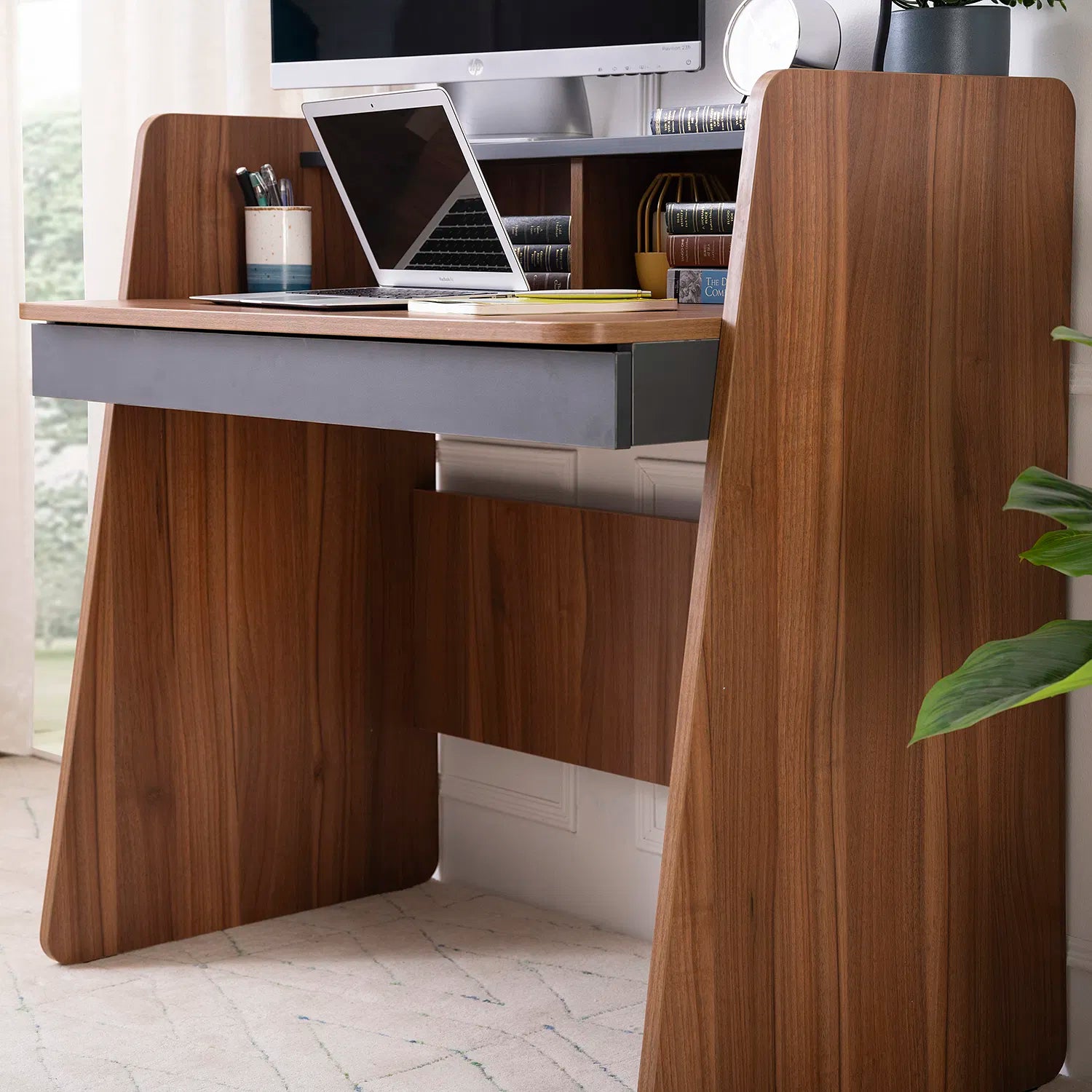 Avira Study Table In Walnut Finish - Febonic Living
