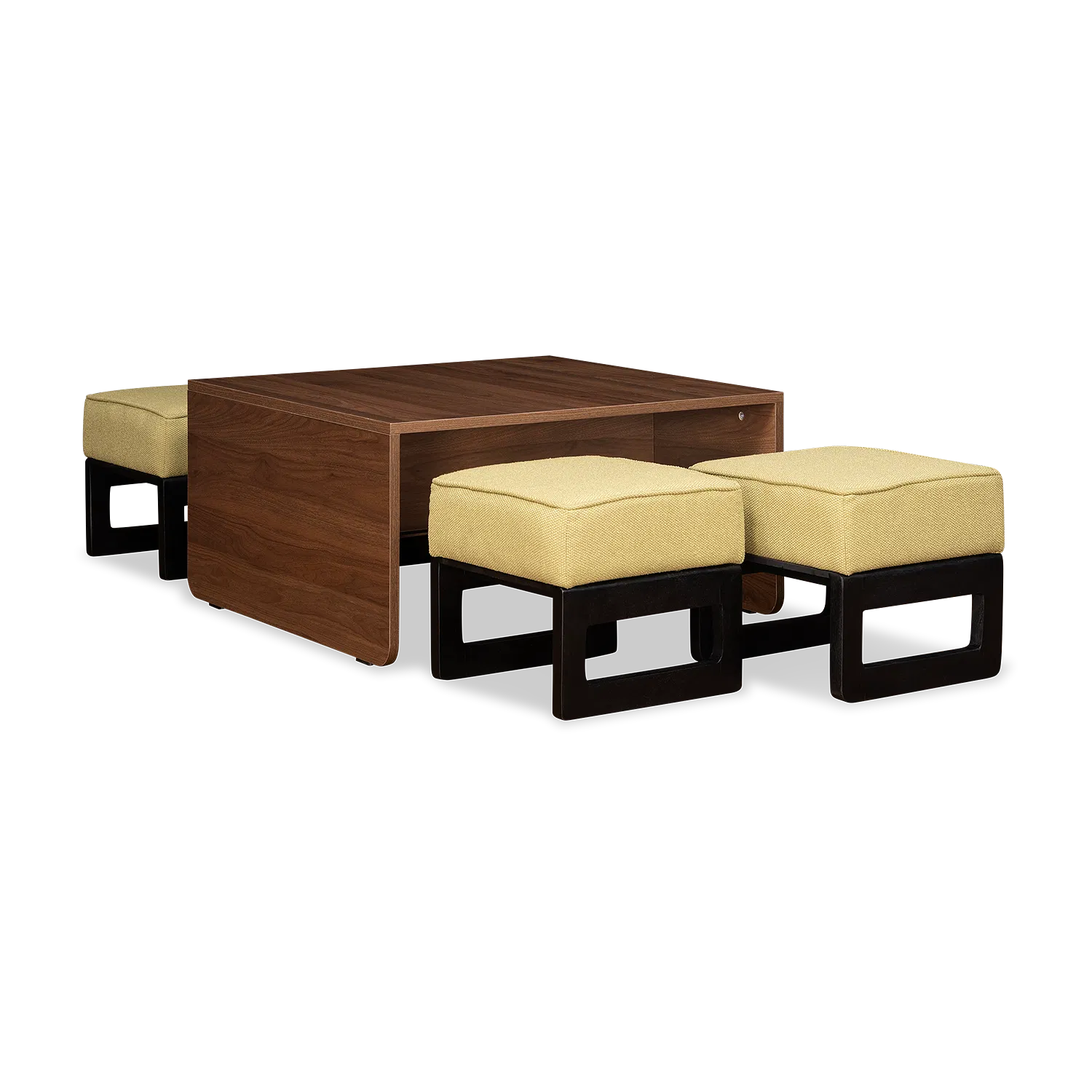 Link Nesting Table Set In Yellow Colour With Oral Walnut Finish - Febonic Living
