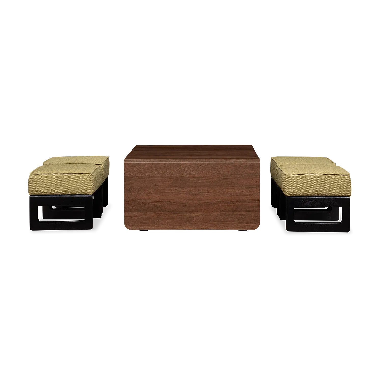 Link Nesting Table Set In Yellow Colour With Oral Walnut Finish - Febonic Living