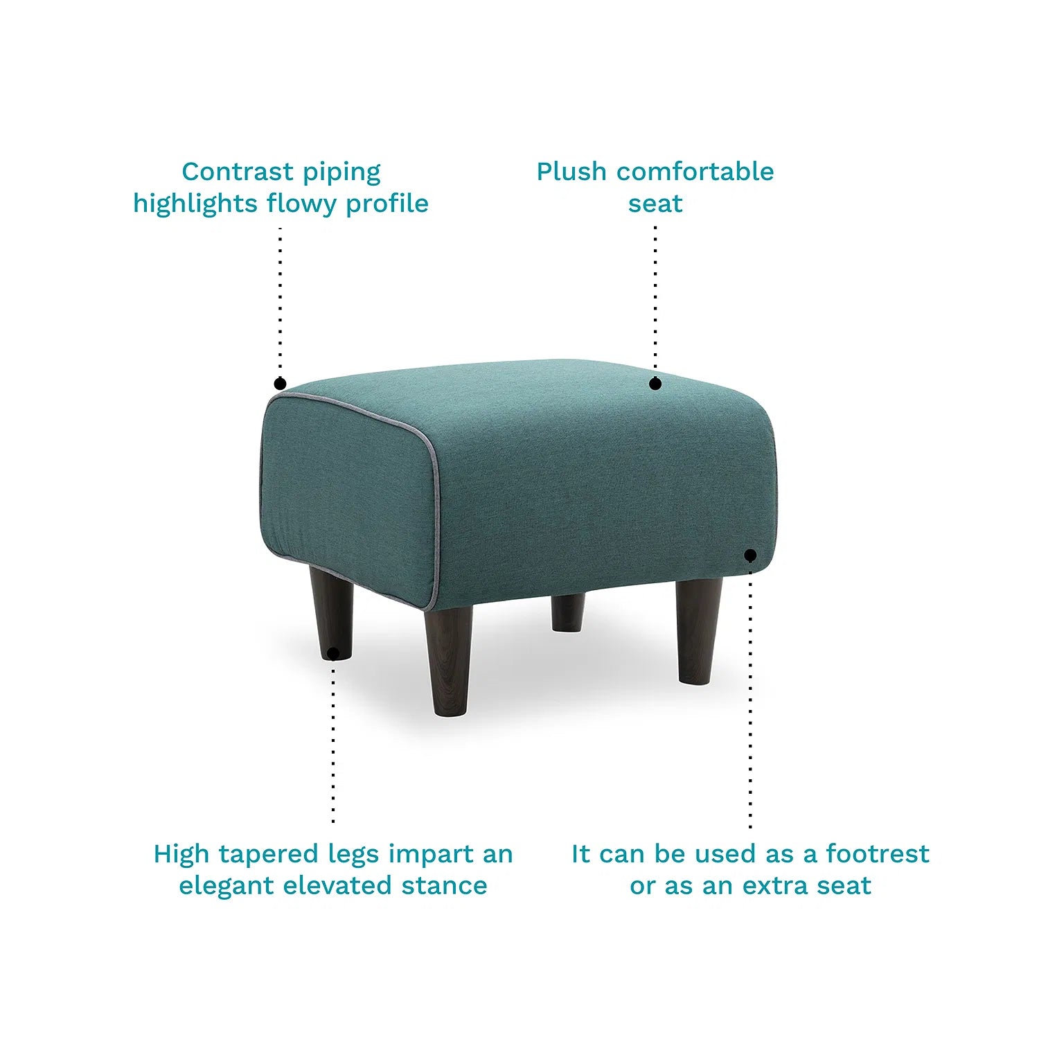 Ella Fabric Stool In Sea Green Colour - Febonic Living