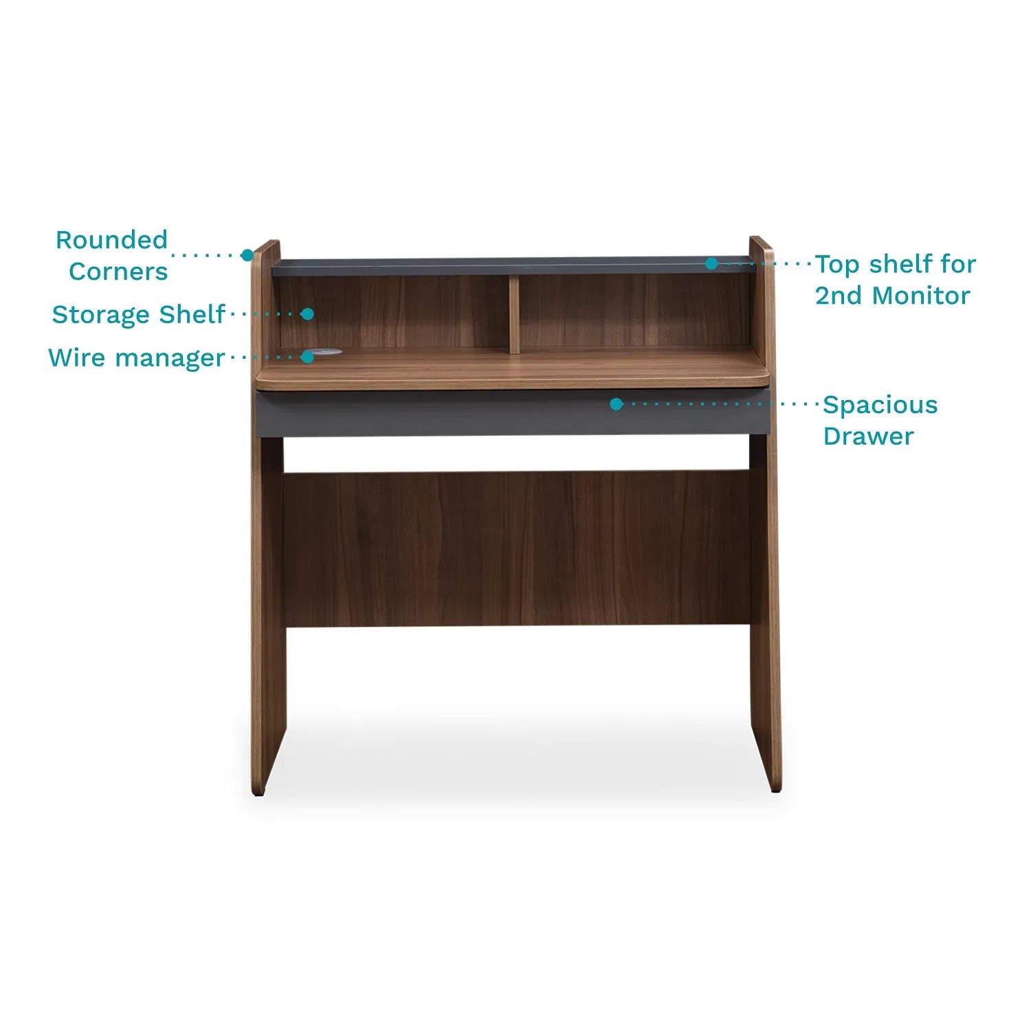 Avira Study Table In Walnut Finish - Febonic Living