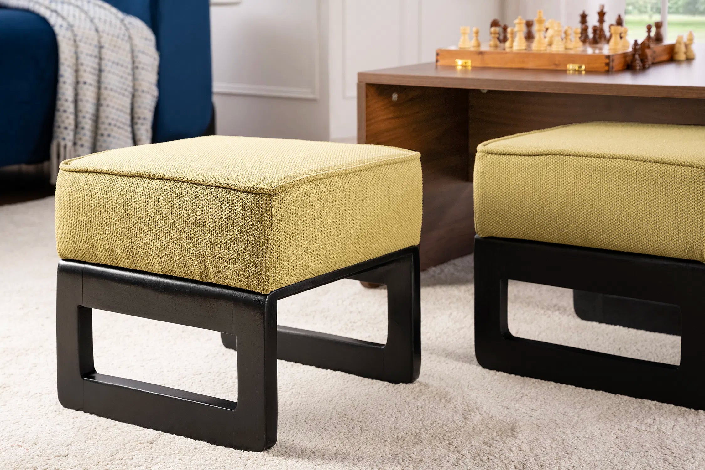 Link Nesting Table Set In Yellow Colour With Oral Walnut Finish - Febonic Living
