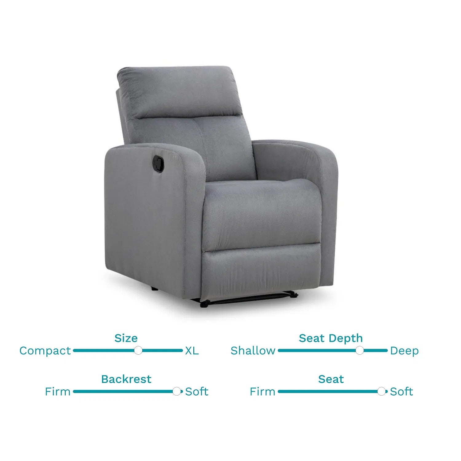 Zest Fabric 1 Seater Motorized Recliner In Concrete Grey Colour - Febonic Living