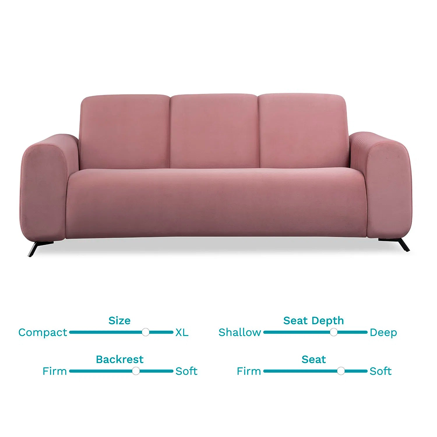 Helio Velvet 3 Seater Sofa In Millennial Pink Colour - Febonic Living