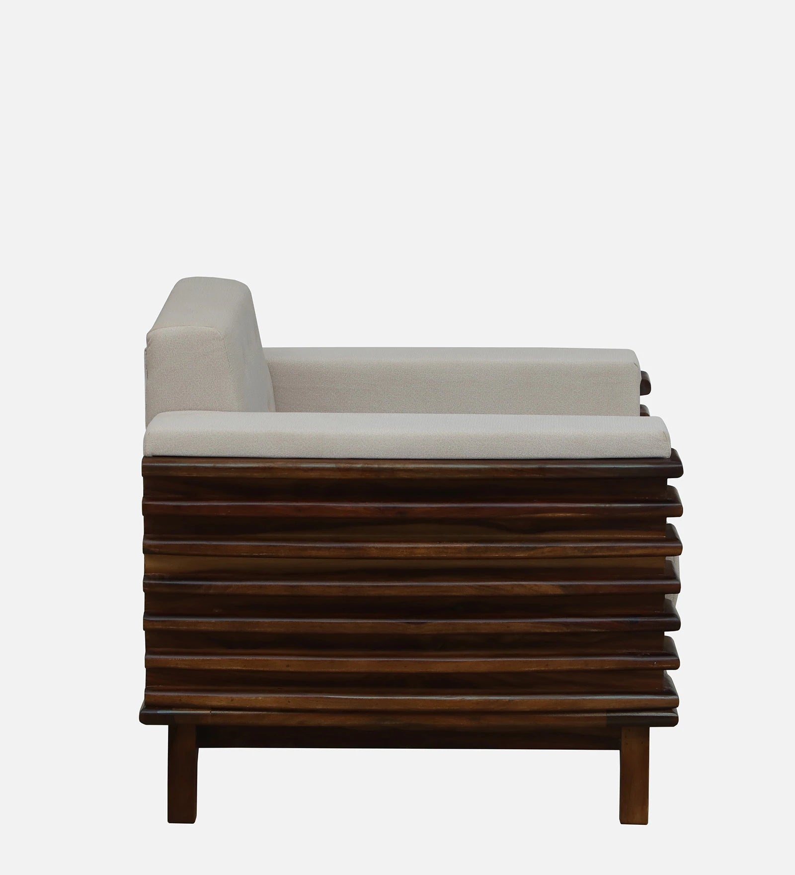 Tanu Sheesham Wood 1 Seater Sofa In Beige Colour - Febonic Living