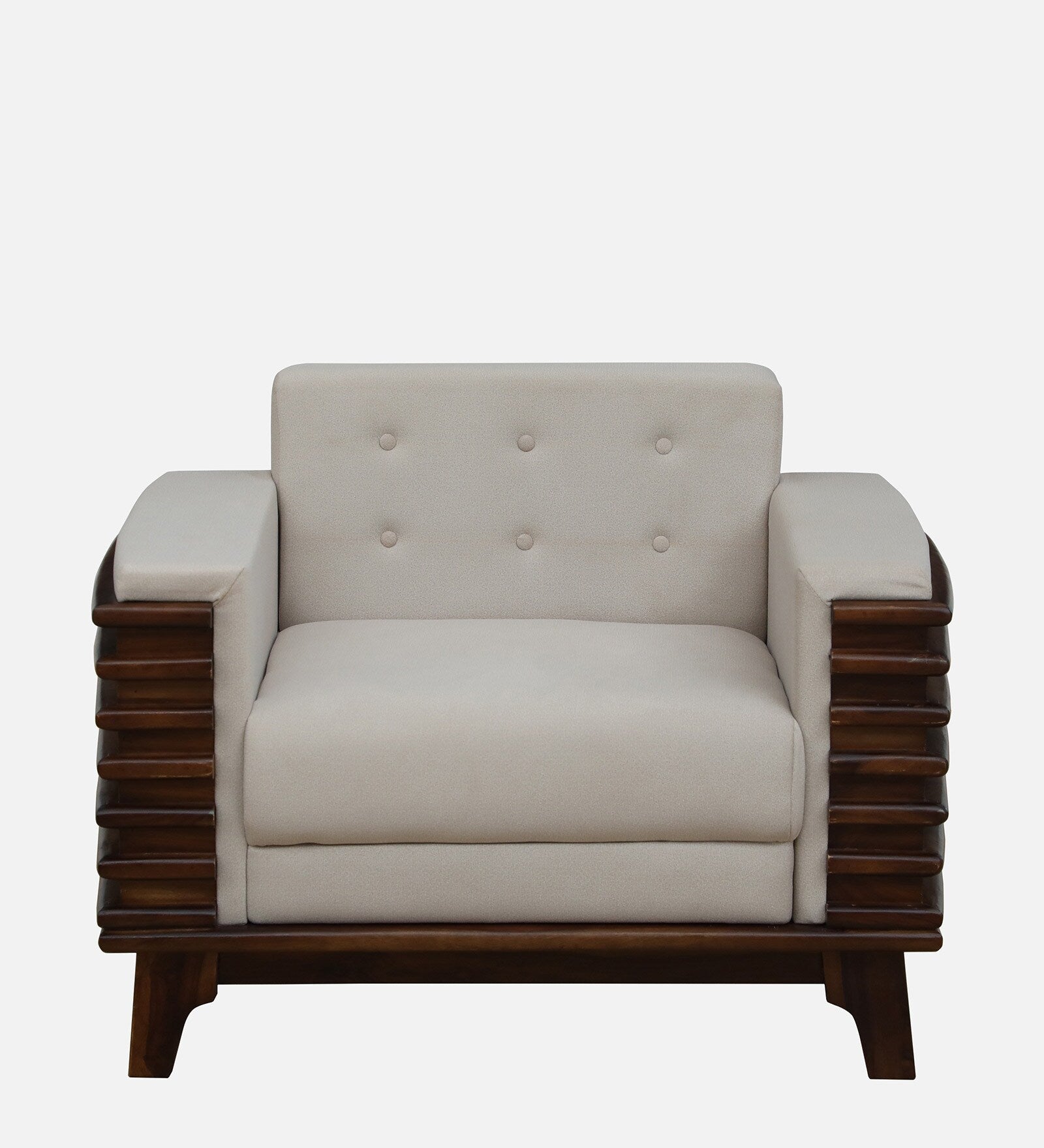 Tanu Sheesham Wood 1 Seater Sofa In Beige Colour - Febonic Living