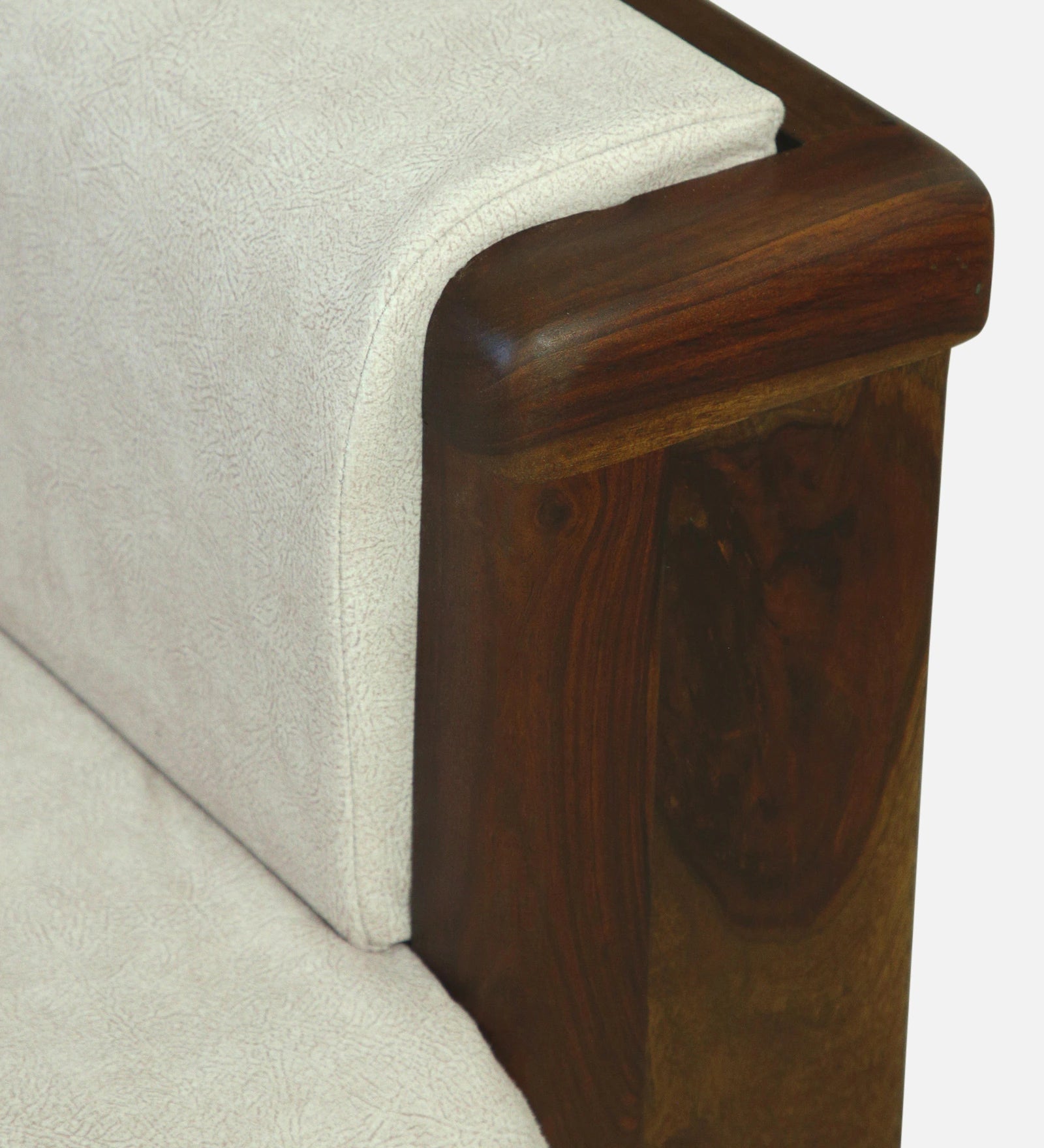 Solara Sheesham Wood 1 Seater Sofa In Beige Colour