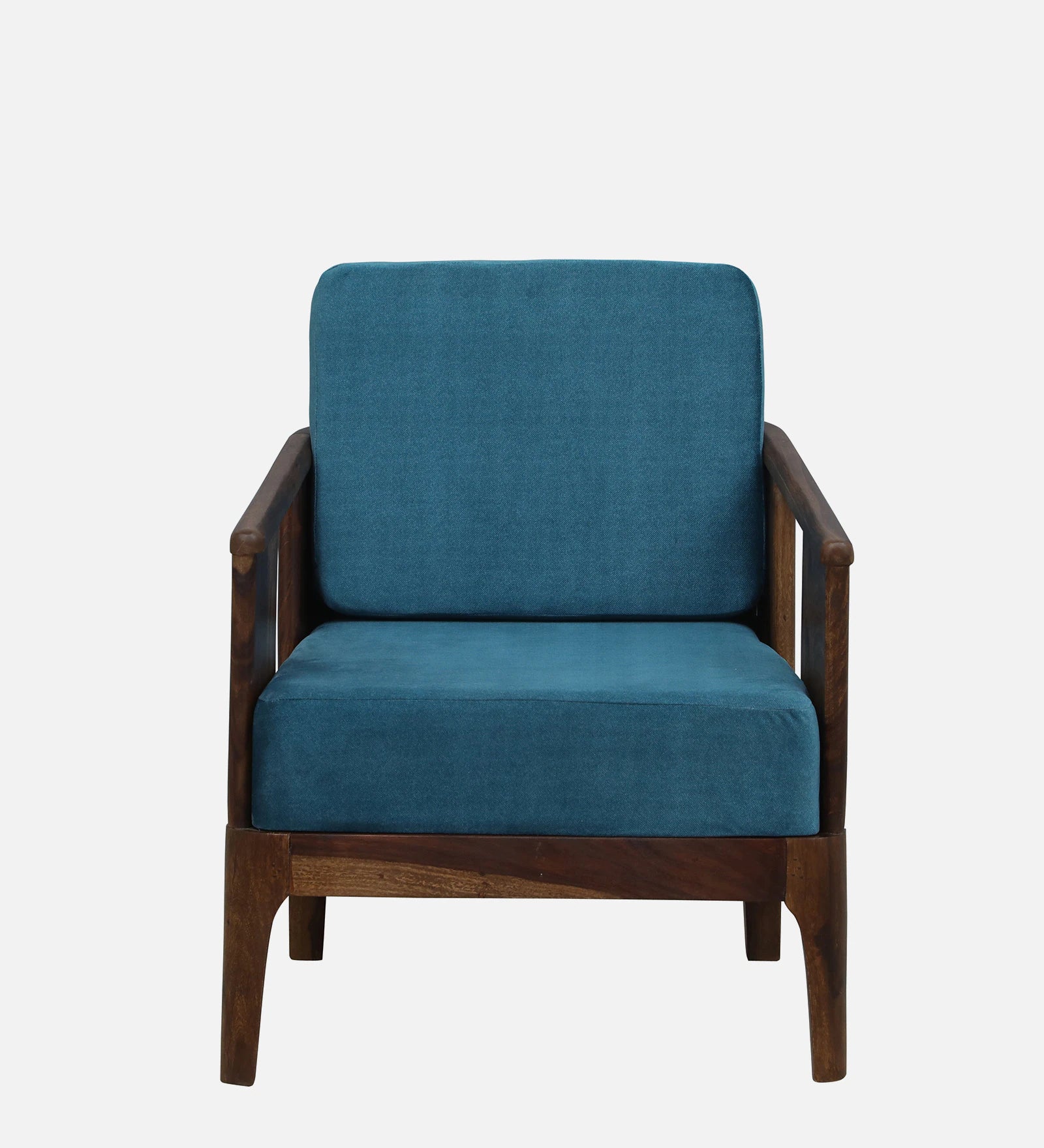 Bano Sheesham Wood 1 Seater Sofa In Blue Colour - Febonic Living
