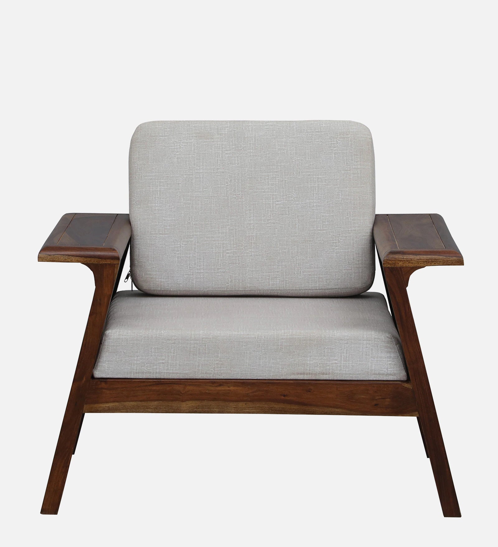 Gany Sheesham Wood 1 Seater Sofa In Beige Color - Febonic Living