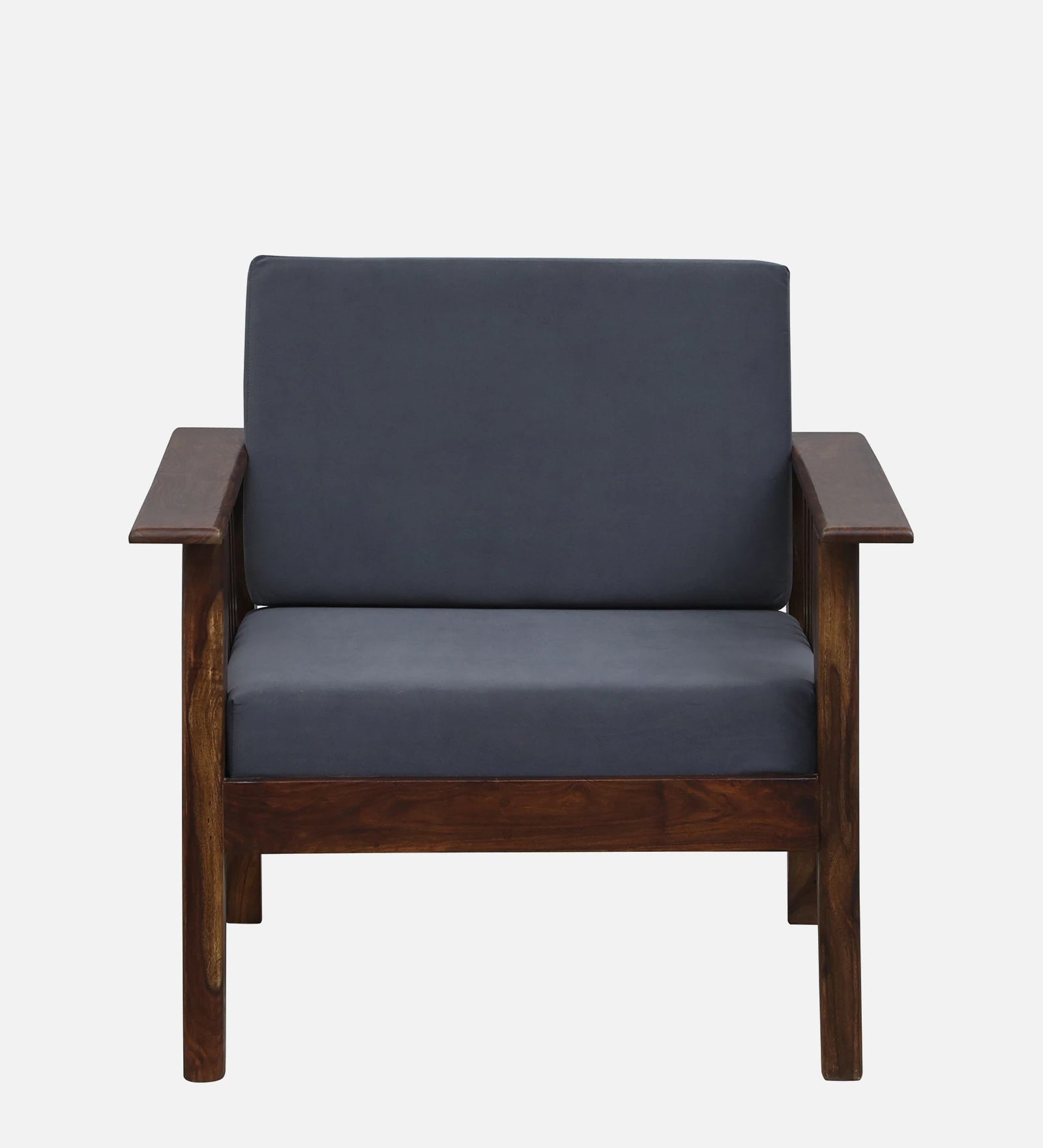 Caron Sheesham Wood 1 Seater Sofa In Grey Colour - Febonic Living