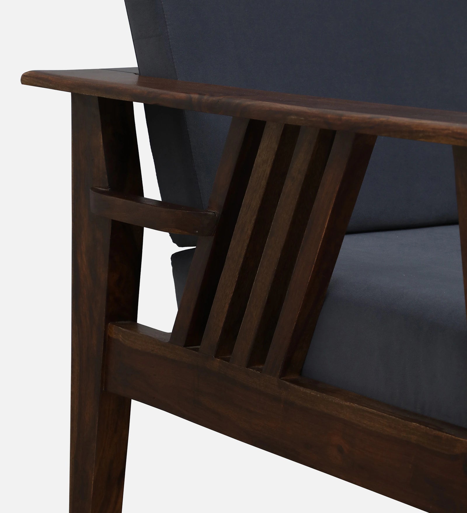 Caron Sheesham Wood 1 Seater Sofa In Grey Colour - Febonic Living