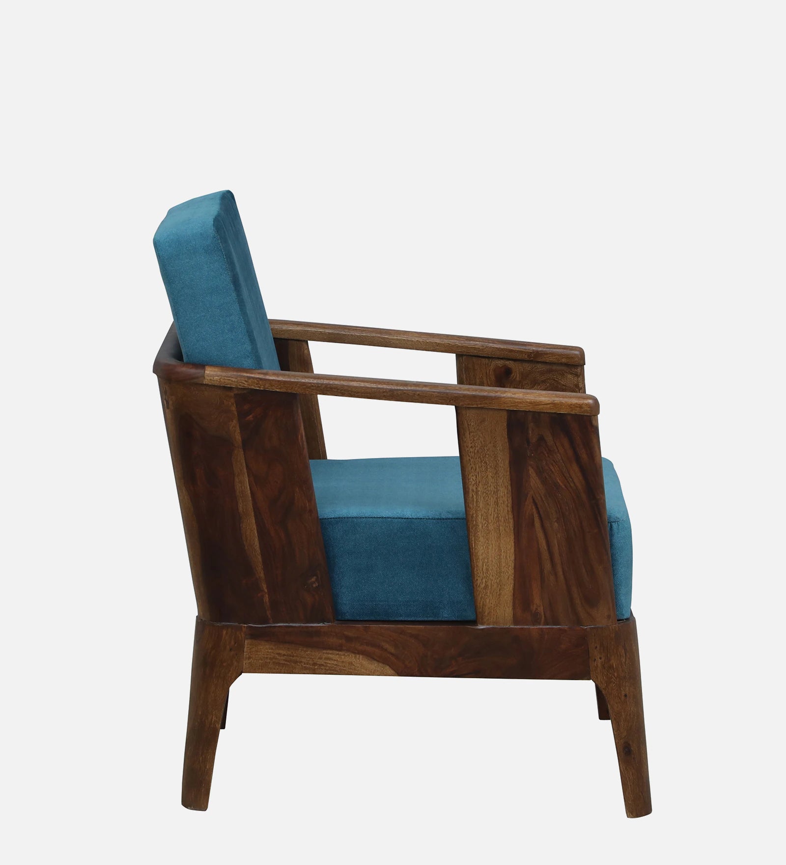 Bano Sheesham Wood 1 Seater Sofa In Blue Colour - Febonic Living