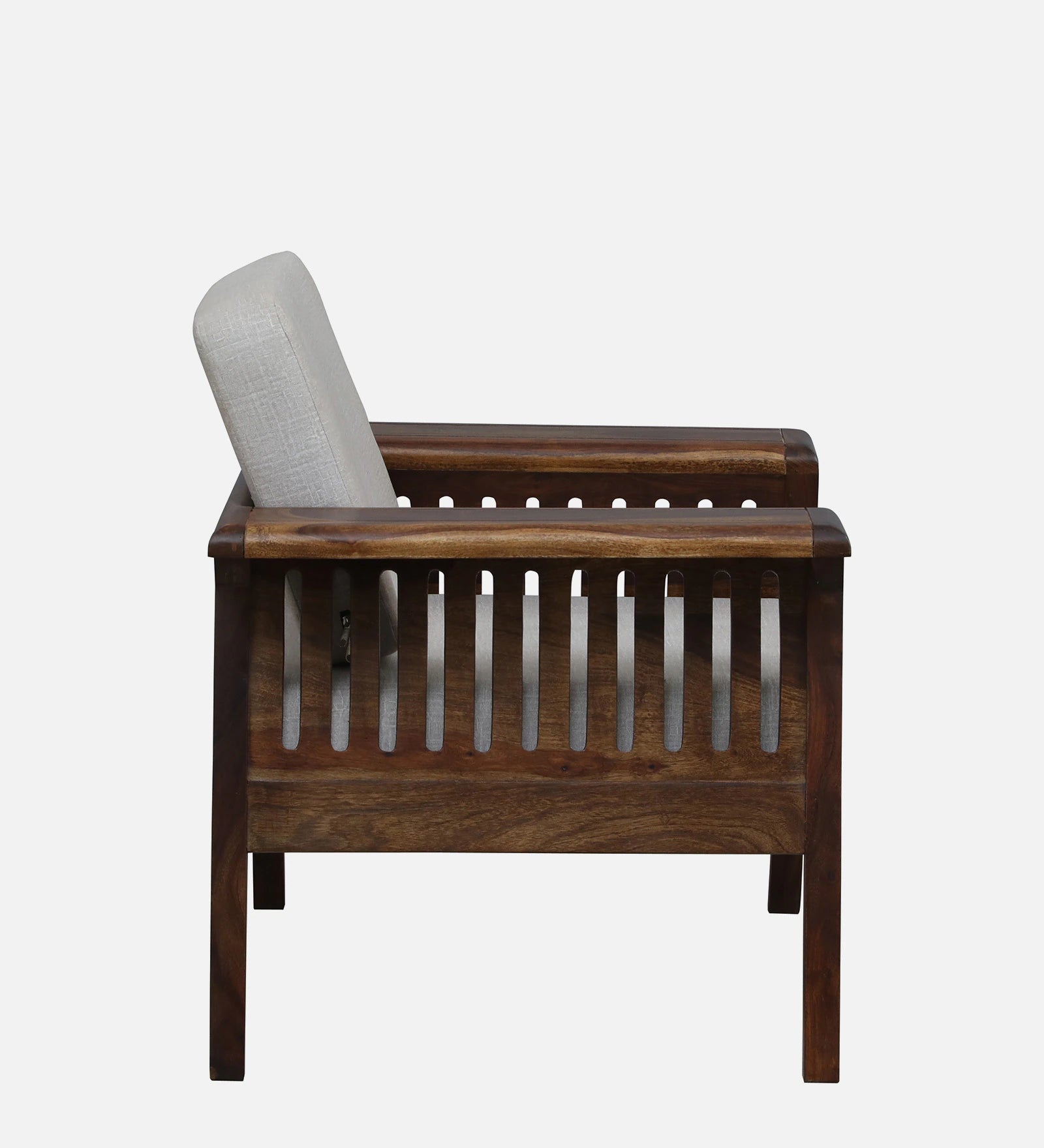 Gany Sheesham Wood 1 Seater Sofa In Beige Color - Febonic Living