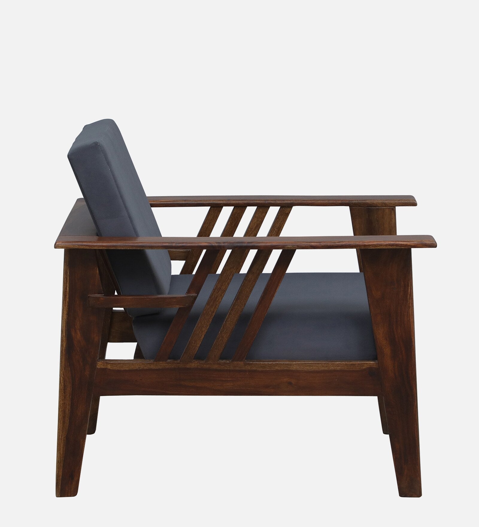 Caron Sheesham Wood 1 Seater Sofa In Grey Colour - Febonic Living