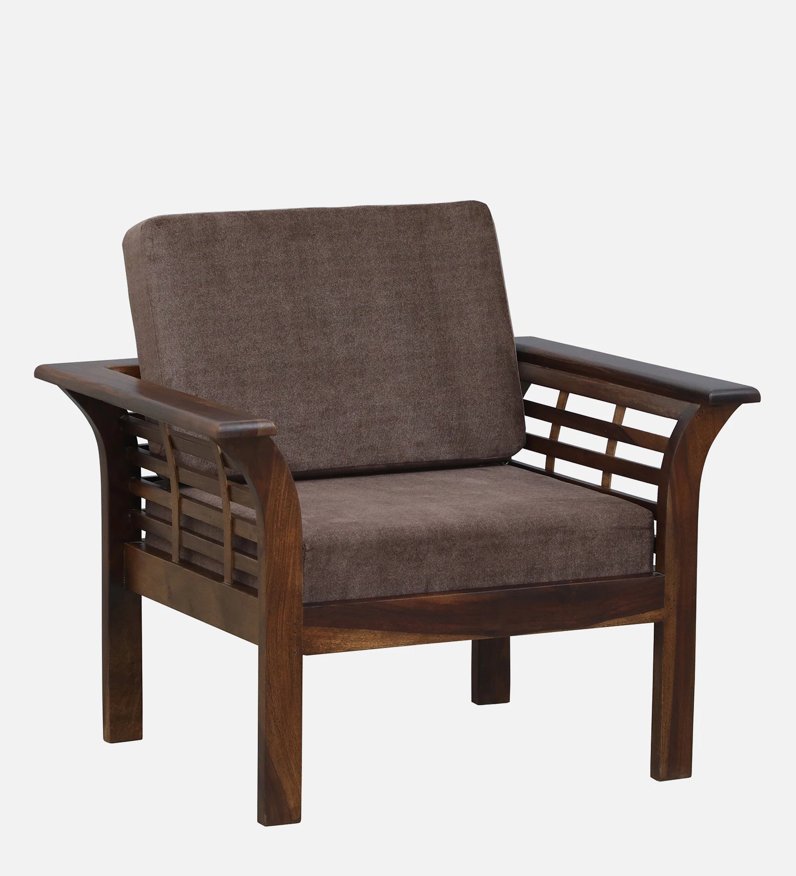 Jota Sheesham Wood 1 Seater Sofa In Brown Colour - Febonic Living