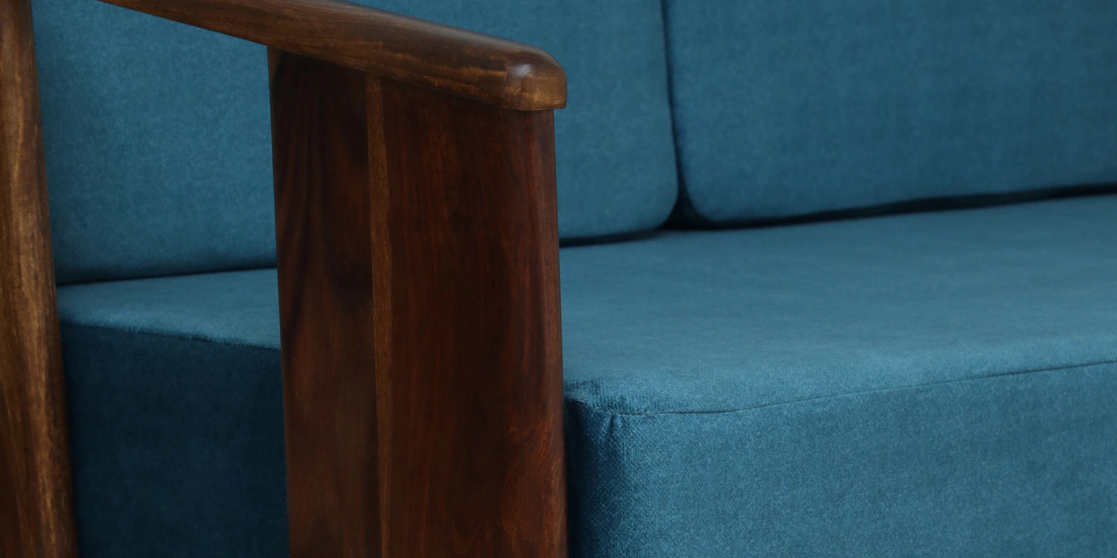 Bano Sheesham Wood 2 Seater Sofa In Blue Colour - Febonic Living