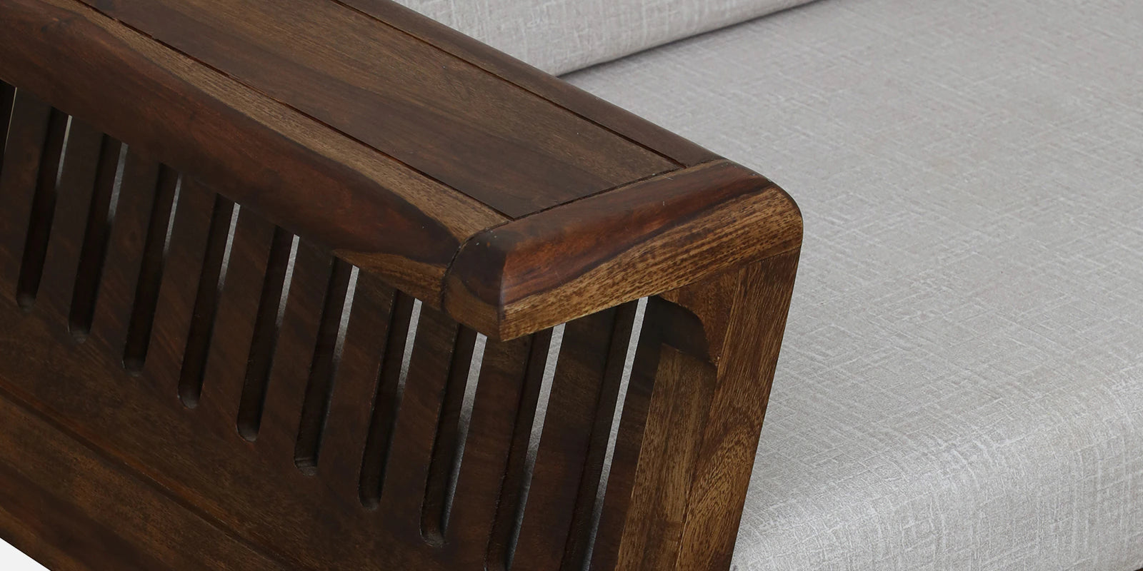 Gany Sheesham Wood 2 Seater Sofa In Beige Color - Febonic Living