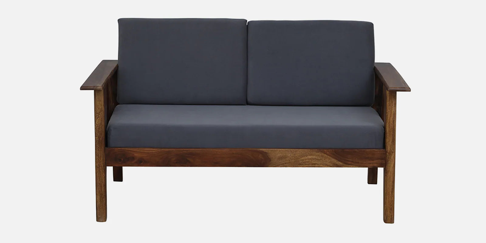 Caron Sheesham Wood 2 Seater Sofa In Grey Colour - Febonic Living