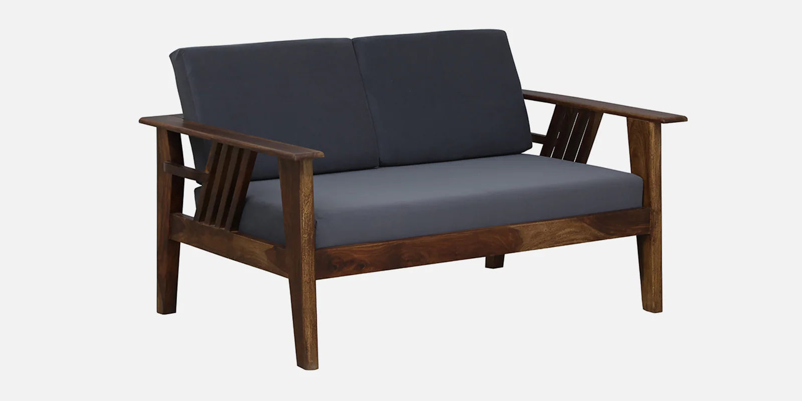 Caron Sheesham Wood 2 Seater Sofa In Grey Colour - Febonic Living