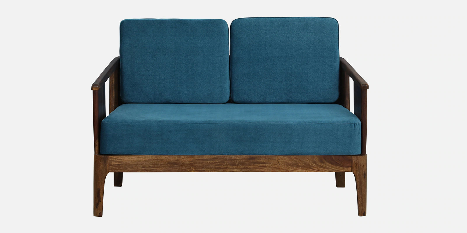 Bano Sheesham Wood 2 Seater Sofa In Blue Colour - Febonic Living